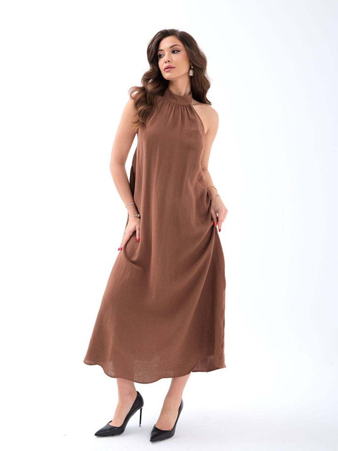 Ebedi 7145 ELBİSE-KAHVE