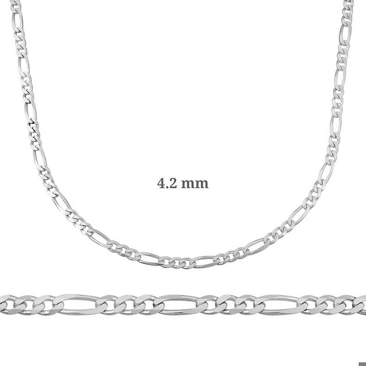 Ebuz 4.2 mm Gümüş Figaro Zincir - 120 mikron