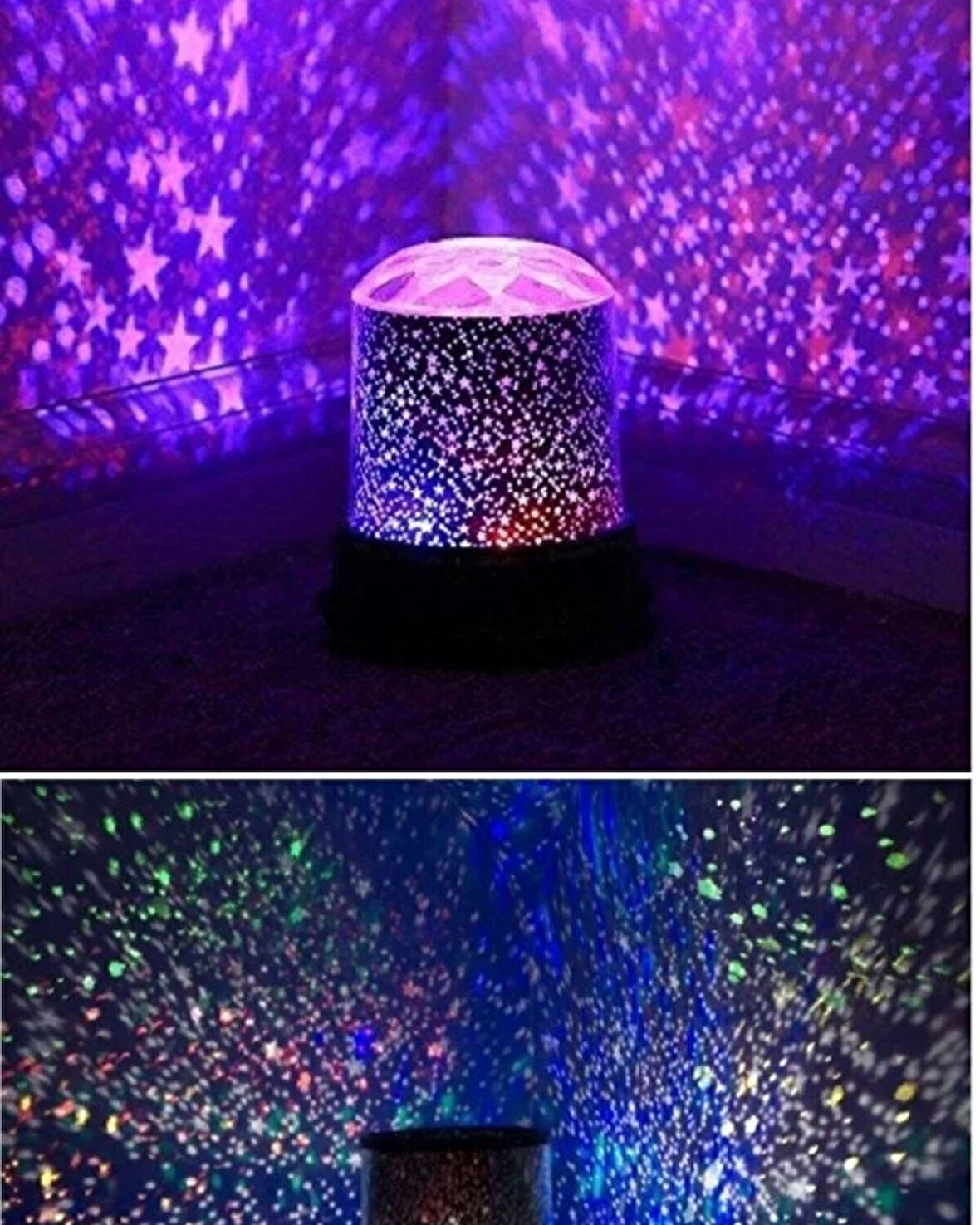 Yıldızlı Gökyüzü Gece Lambası – Dönen LED Projektör Işık – Romantik Atmosfer Lamba