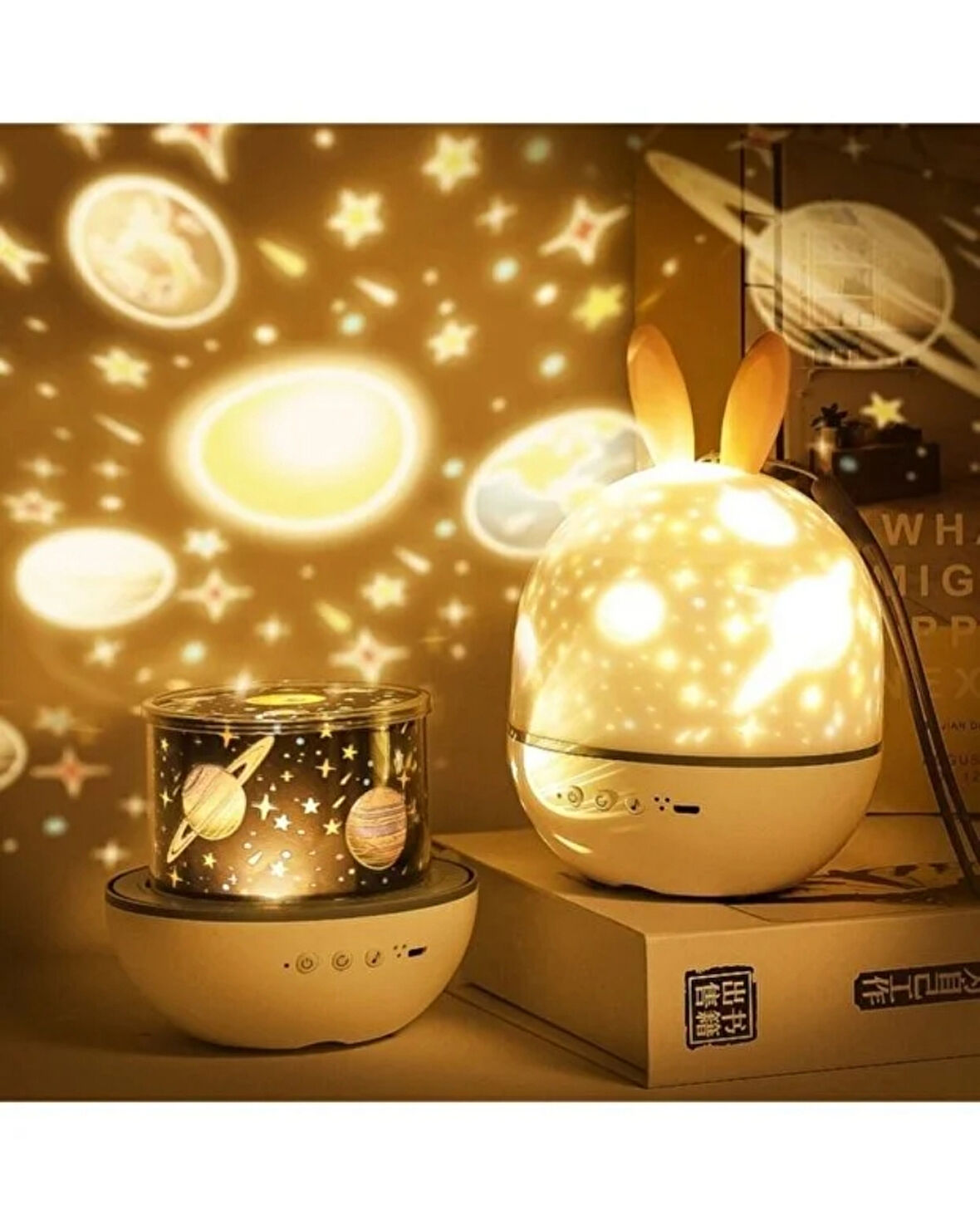 Gezegen Temalı Yıldızlı Gece Lambası – Tavana Yansıyan Dönen LED Projektör – USB Şarjlı Dekoratif Atmosfer Işığı