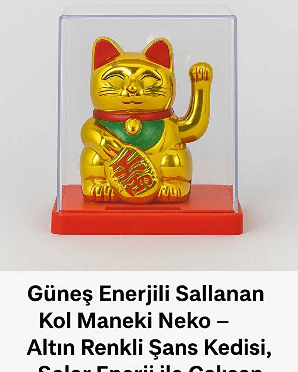 Altın Renk Maneki Neko Şans Kedisi | El Sallayan Japon Şans Kedi Biblo | Feng Shui Bereket, Para ve Uğur Simgesi