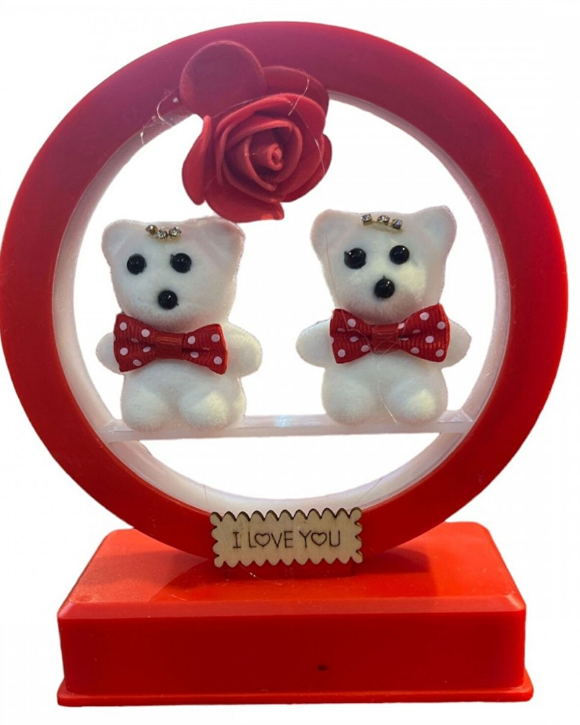 I Love You Ayıcık Figürlü Dekoratif Aşk Çemberi – Sevgiliye Romantik Hediye
