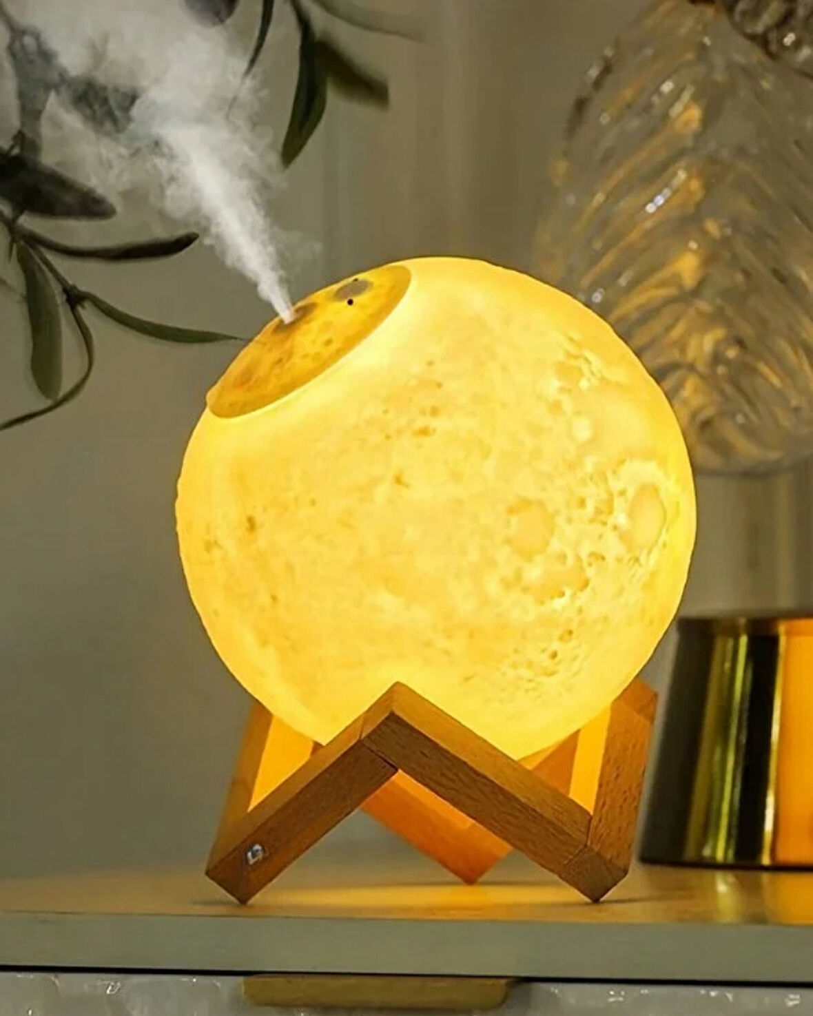 Ay Lambası Hava Nemlendirici – USB Şarjlı LED Işıklı Moon Lamp Humidifier | Aromaterapi Buhar Difüzör