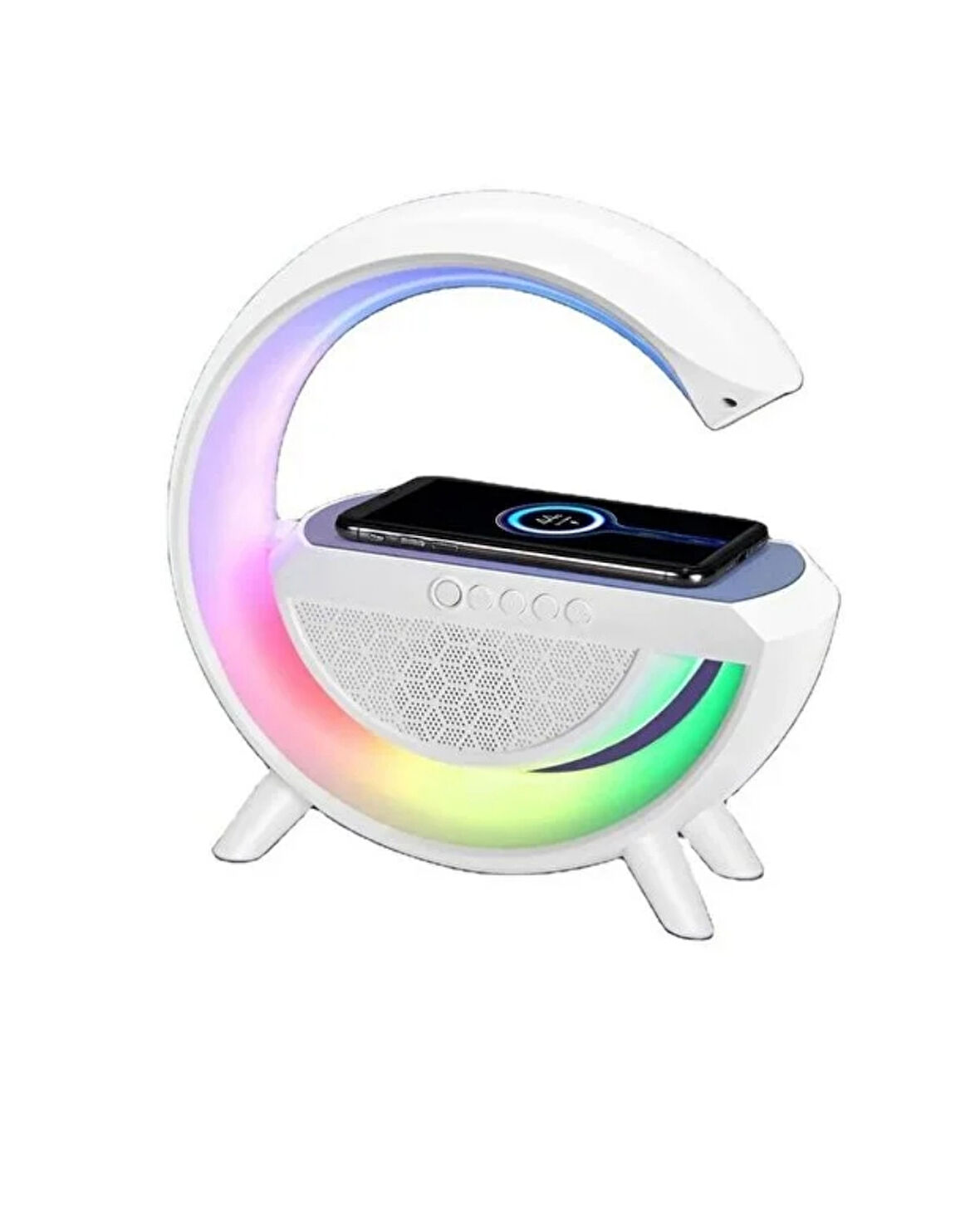 RGB Işıklı Bluetooth Hoparlörlü Akıllı Masa Lambası – Kablosuz Şarj Destekli Çok Fonksiyonlu Led Lamba