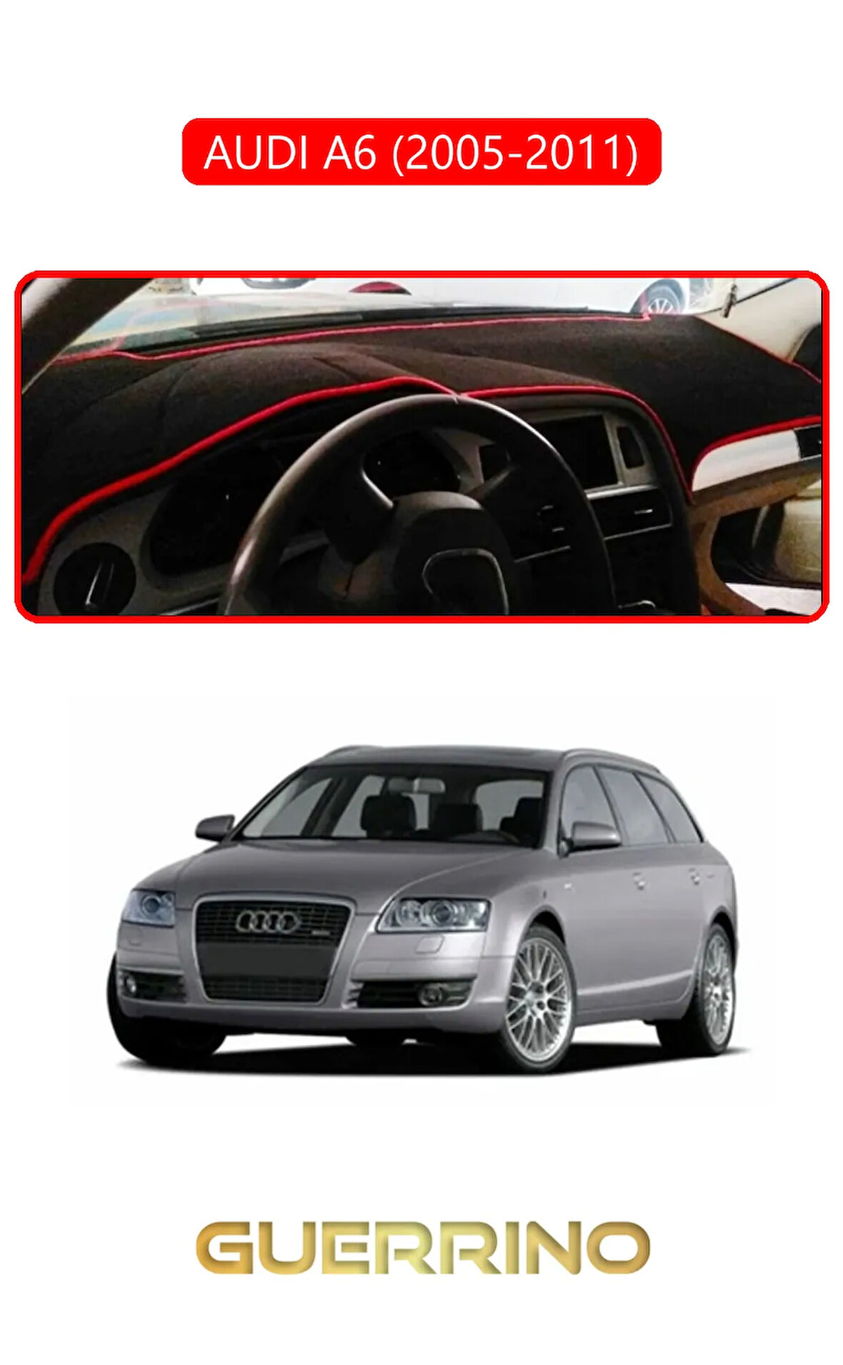 AUDI A6 (2005-2011) TORPİDO KORUMA HALISI KIRMIZI KENAR