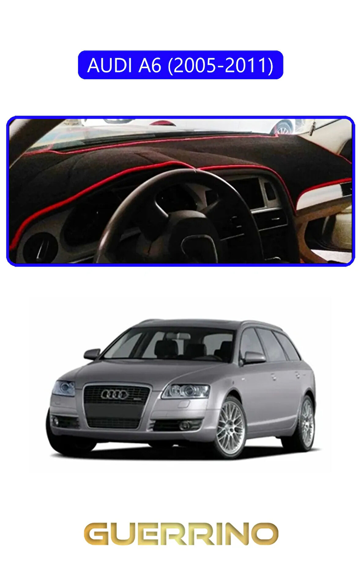 AUDI A6 (2005-2011) TORPİDO KORUMA HALISI MAVİ KENAR