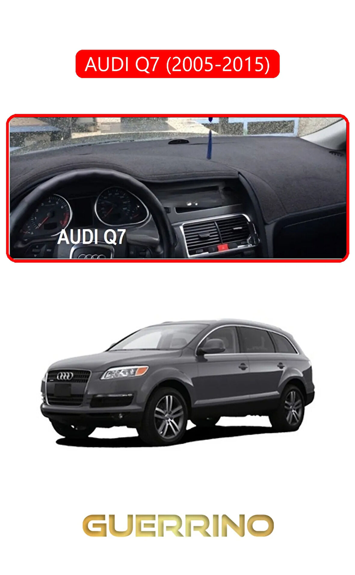 AUDI Q7 (2005-2015)TORPİDO KORUMA HALISI KIRMIZI KENAR