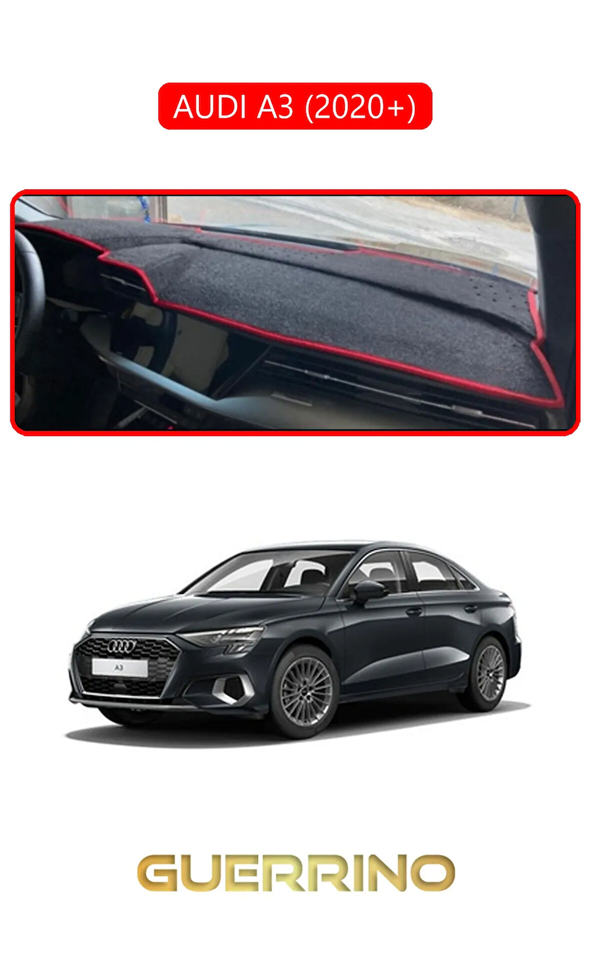 AUDİ A3 (2020+)TORPİDO KORUMA HALISI KIRMIZI KENAR