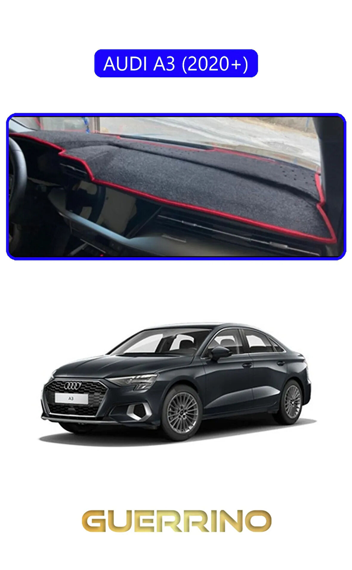 AUDİ A3 (2020+)TORPİDO KORUMA HALISI MAVİ KENAR