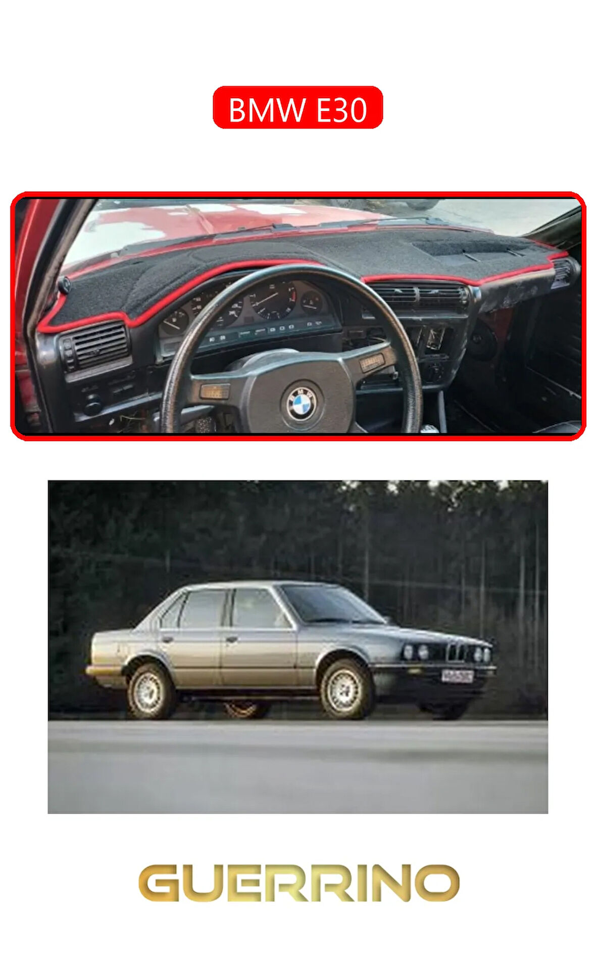 BMW E30TORPİDO KORUMA HALISI KIRMIZI KENAR