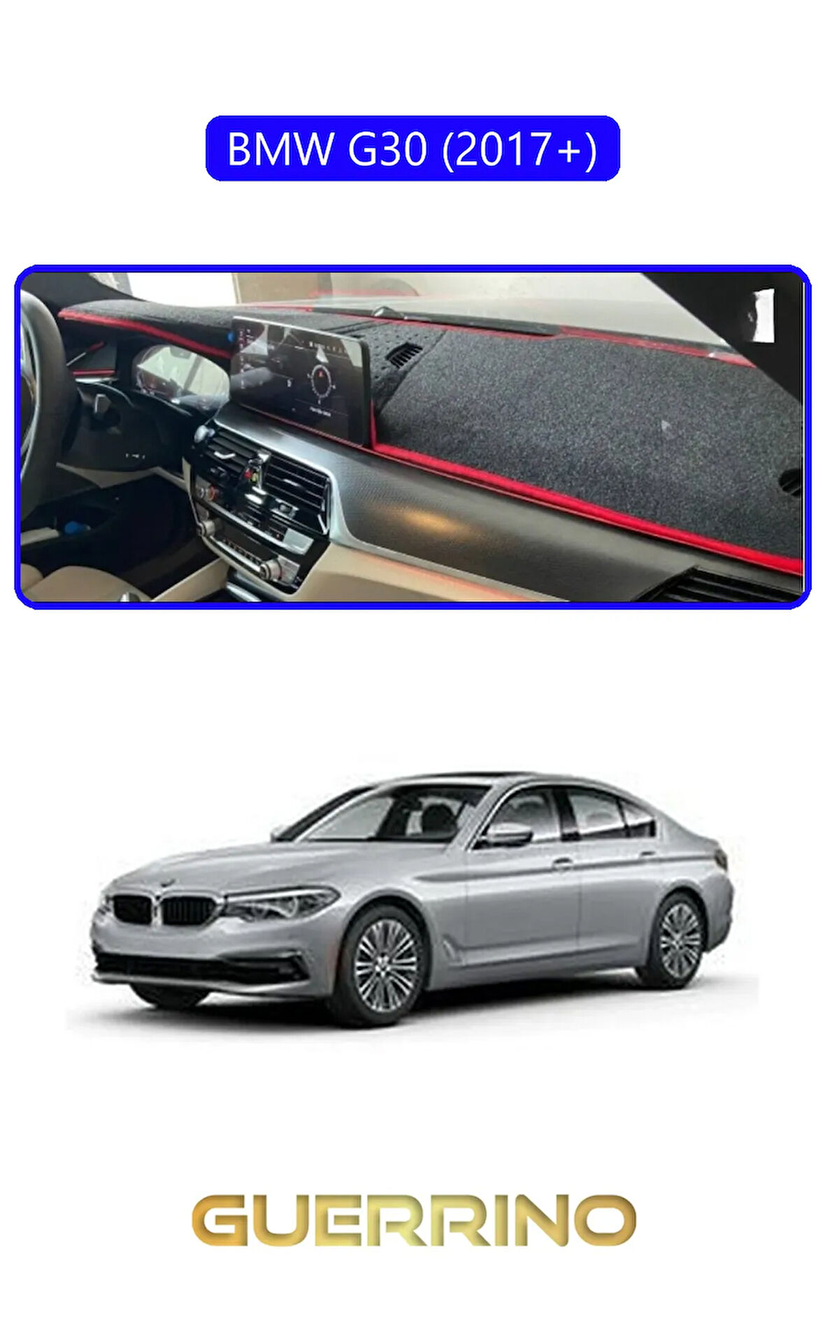 BMW G30 G31 G38 2017+TORPİDO KORUMA HALISI MAVİ KENAR