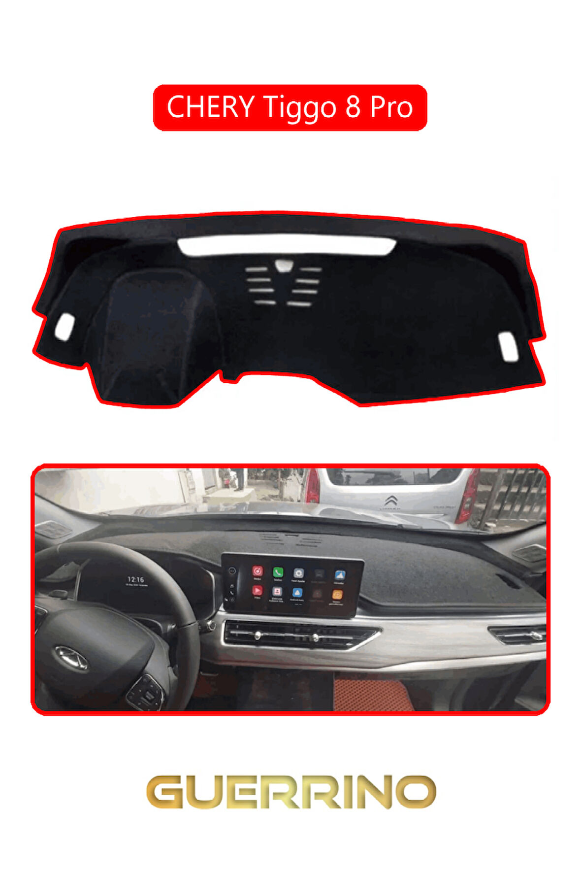Chery Tiggo 8 PRO TORPİDO KORUMA HALISI KIRMIZI KENAR