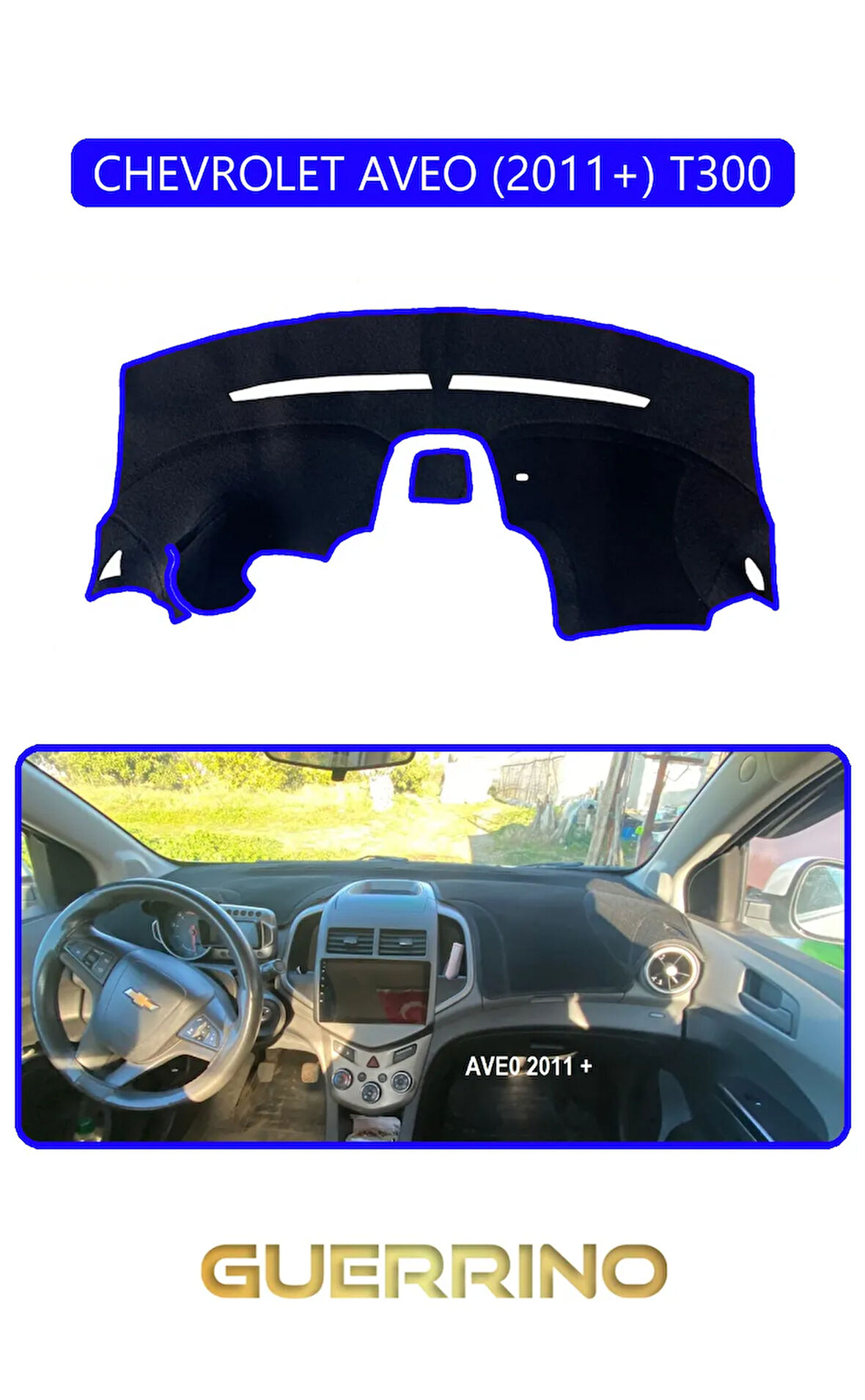 CHEVROLET AVEO 2011+ T300TORPİDO KORUMA HALISI MAVİ KENAR