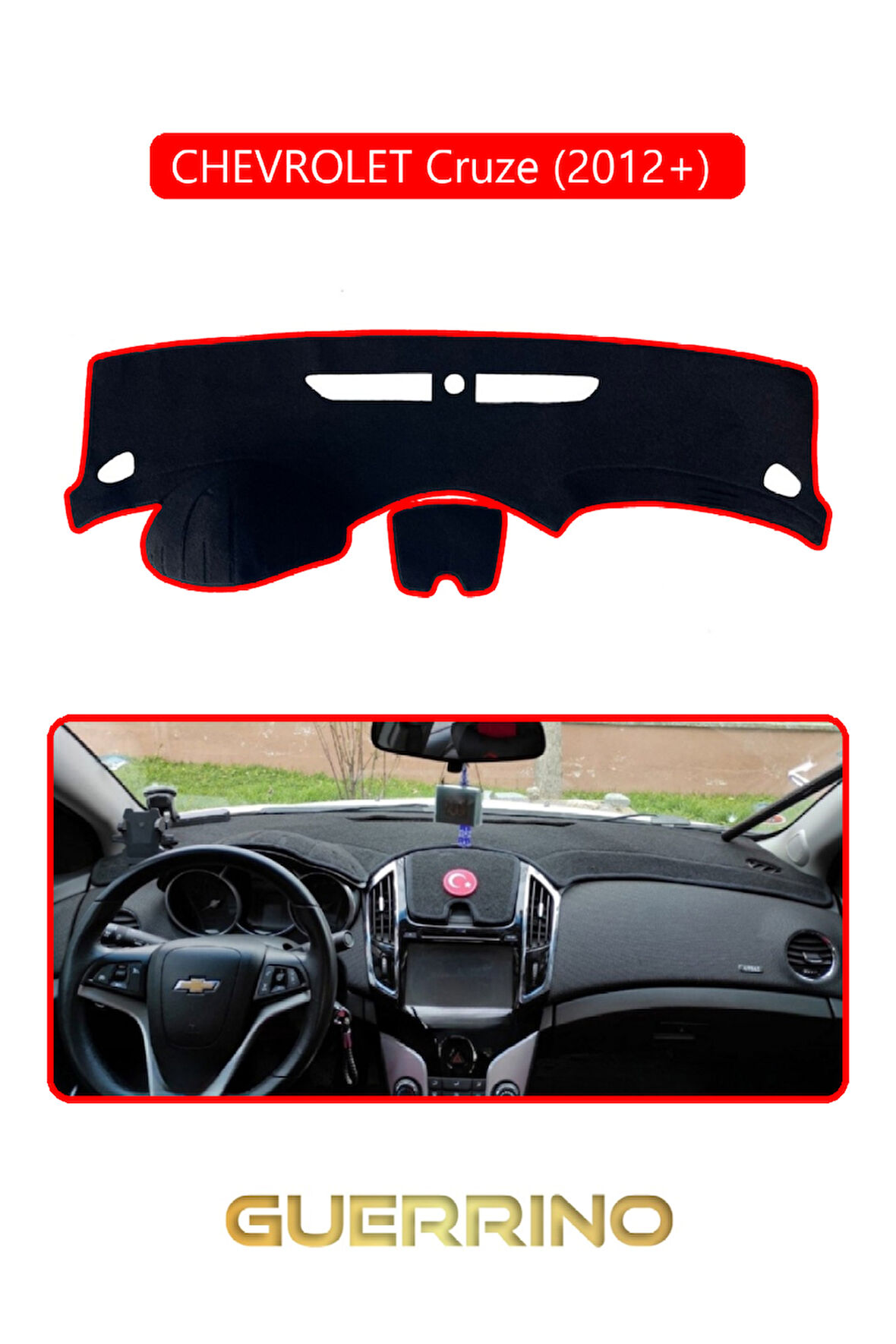 CHEVROLET Cruze (2012+) ;TORPİDO KORUMA HALISI KIRMIZI KENAR