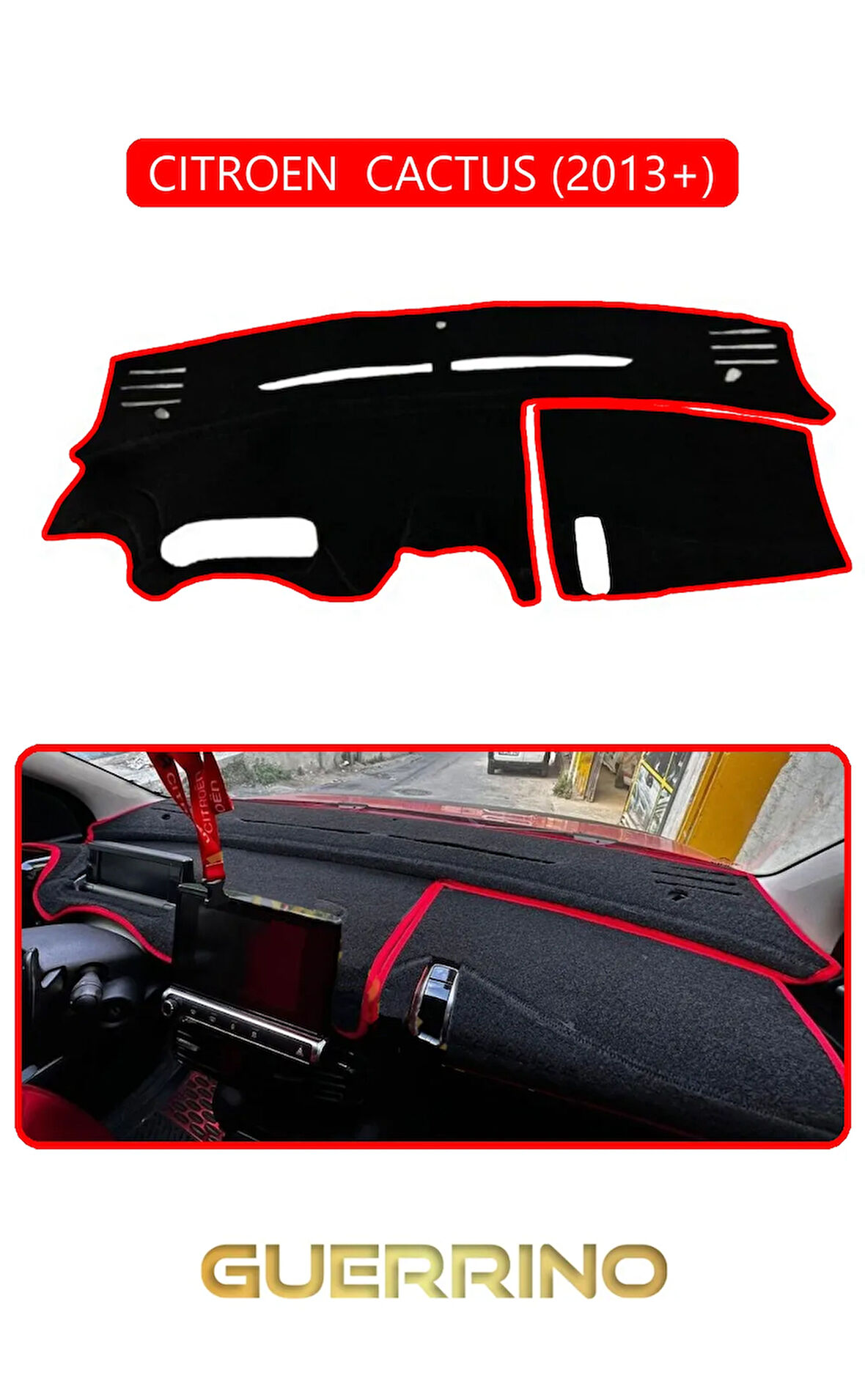 CITROEN  CACTUS 2013+TORPİDO KORUMA HALISI KIRMIZI KENAR