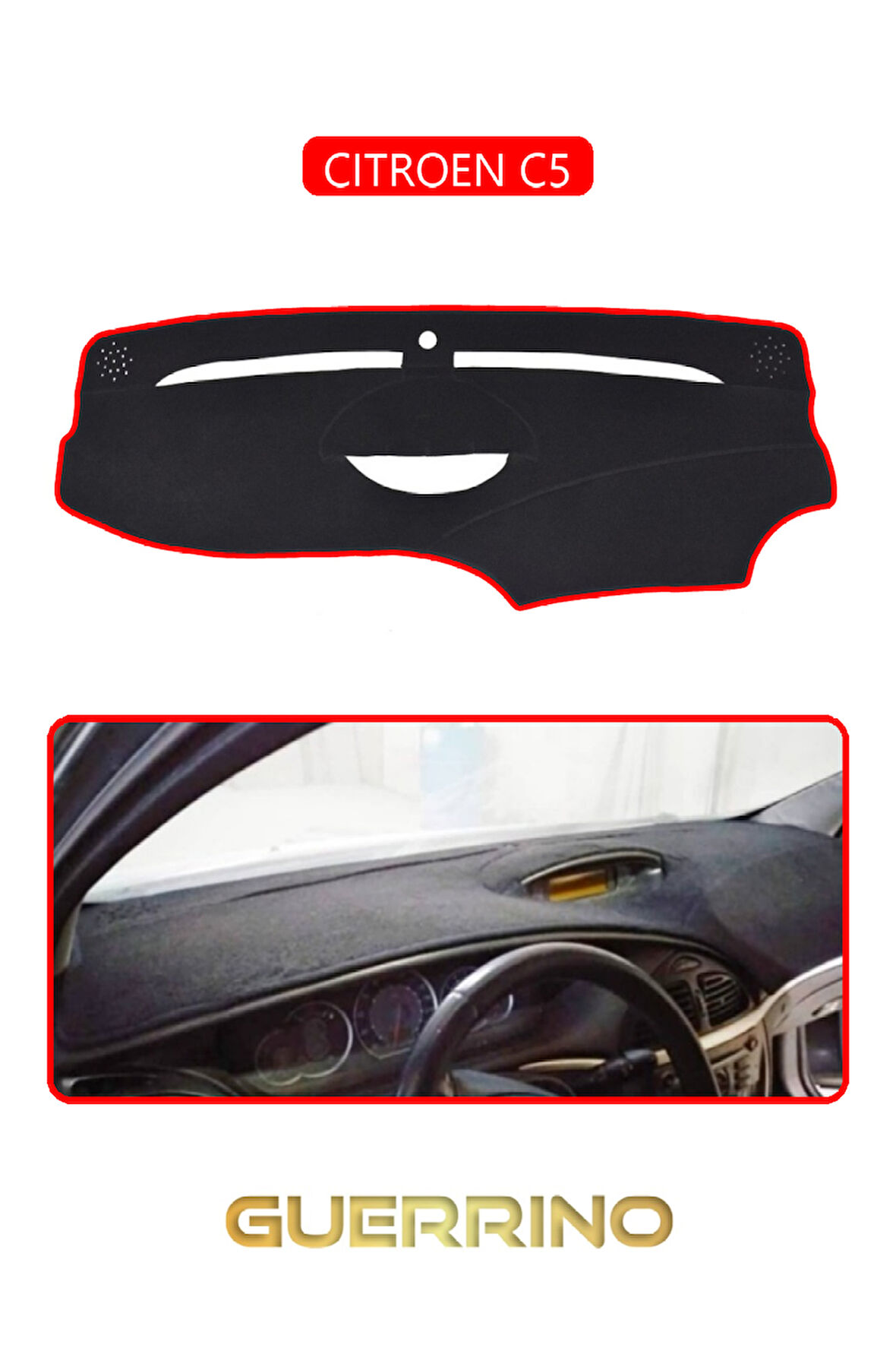 CITROEN C5TORPİDO KORUMA HALISI KIRMIZI KENAR