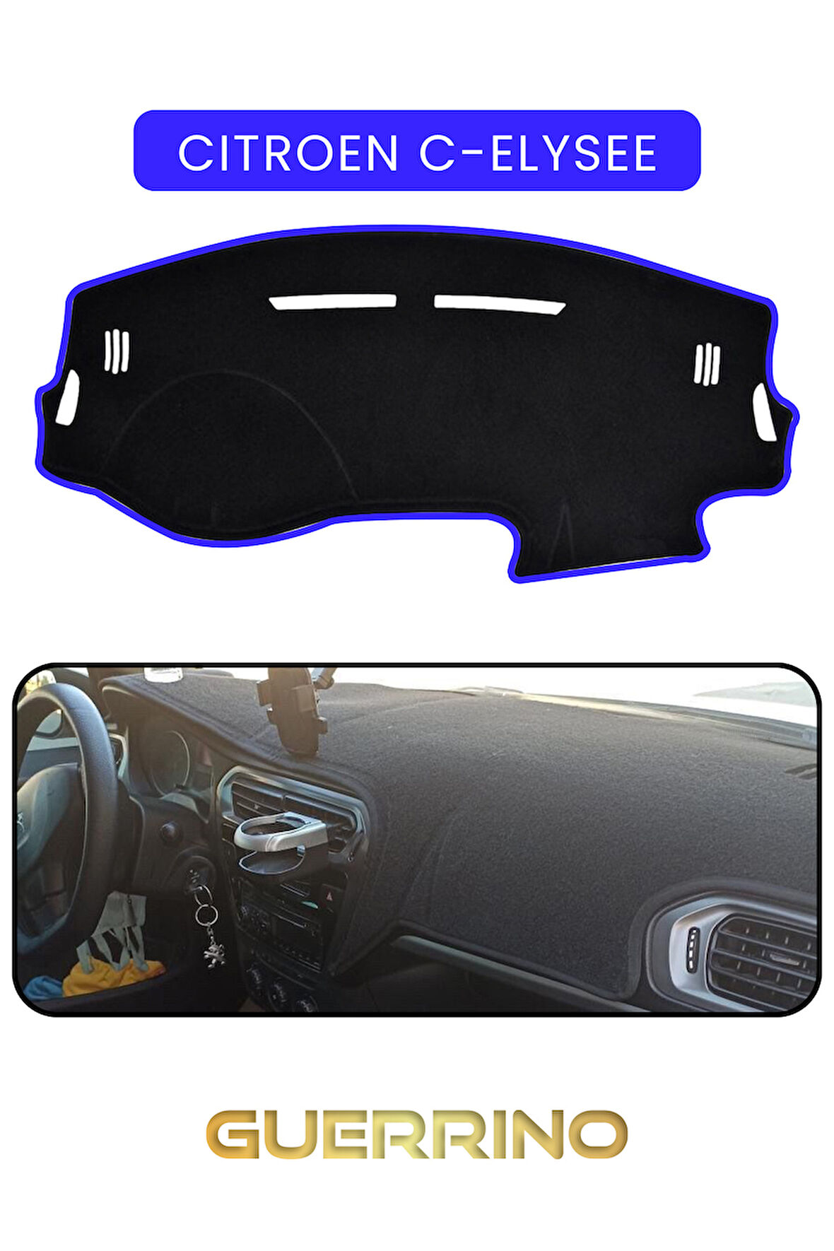 CITROEN C-ELYSEE - PEUGEOT 301 UZUNTORPİDO KORUMA HALISI MAVİ KENAR