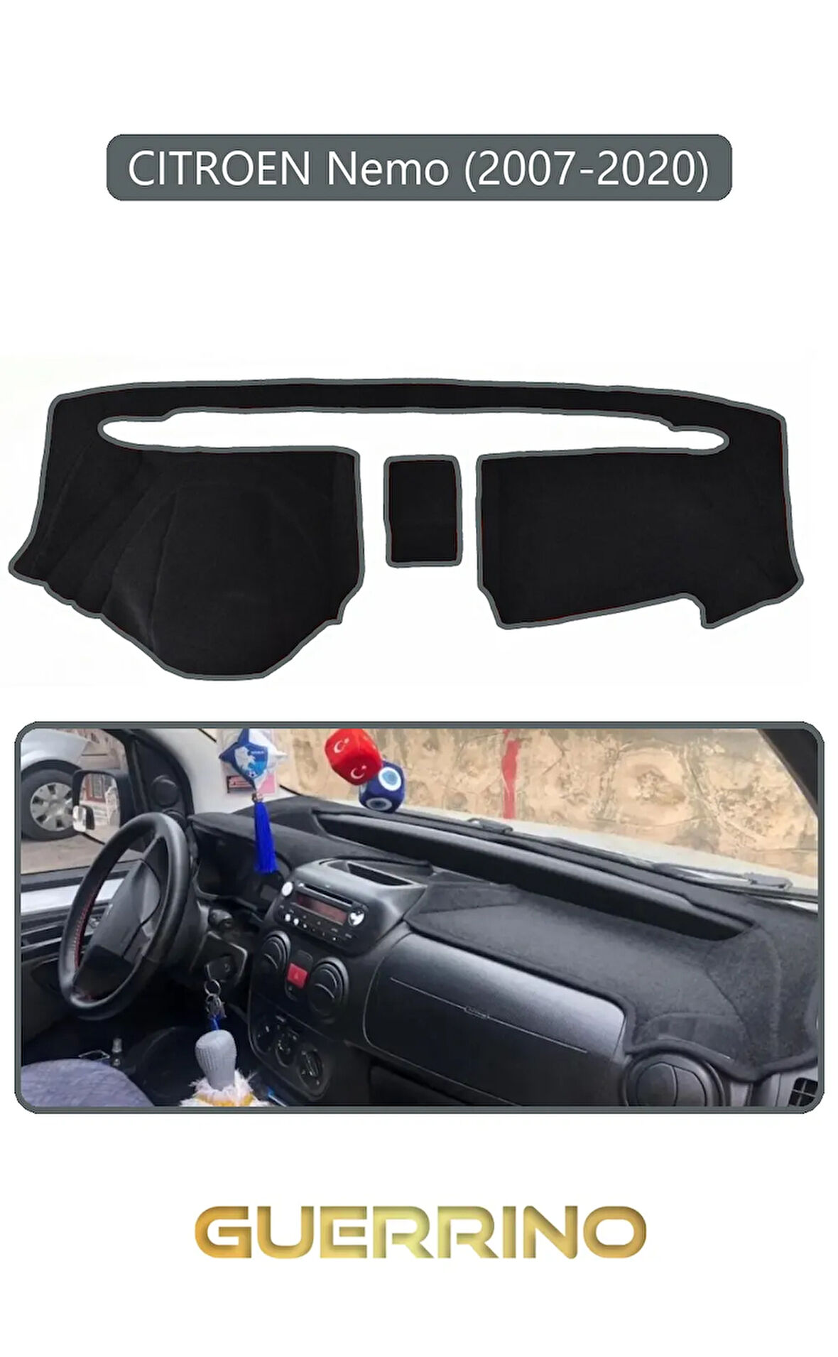 CITROEN Nemo (2007-2020)TORPİDO KORUMA HALISI GRİ KENAR