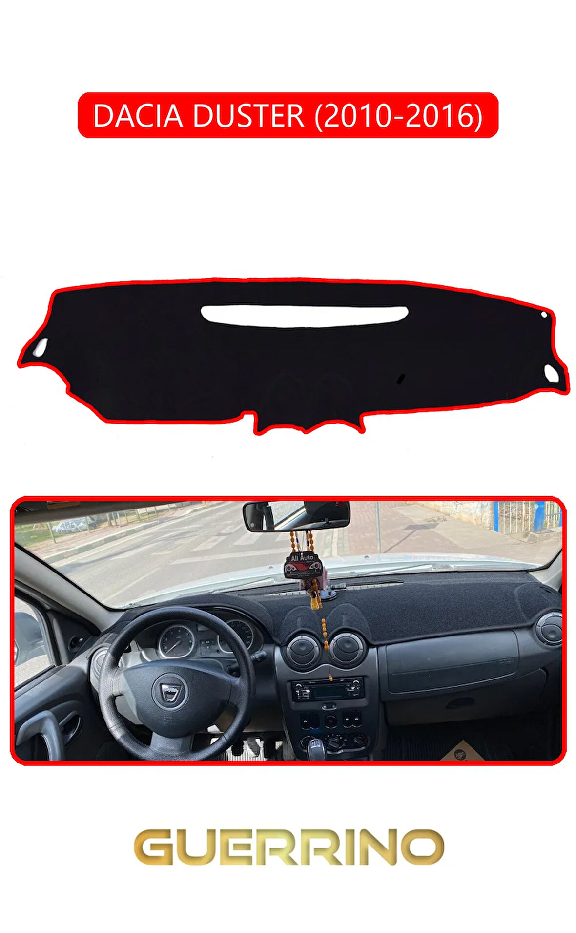 DACIA DUSTER 2010-2016TORPİDO KORUMA HALISI KIRMIZI KENAR