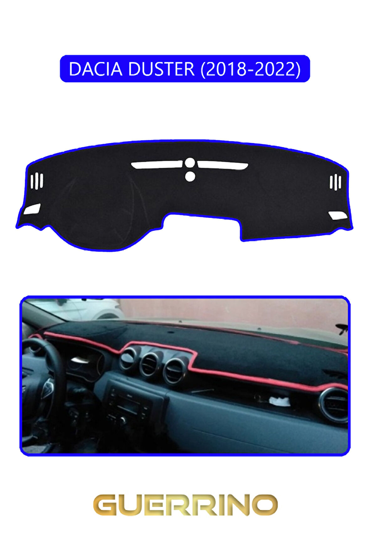 DACIA DUSTER 2018-2022TORPİDO KORUMA HALISI MAVİ KENAR