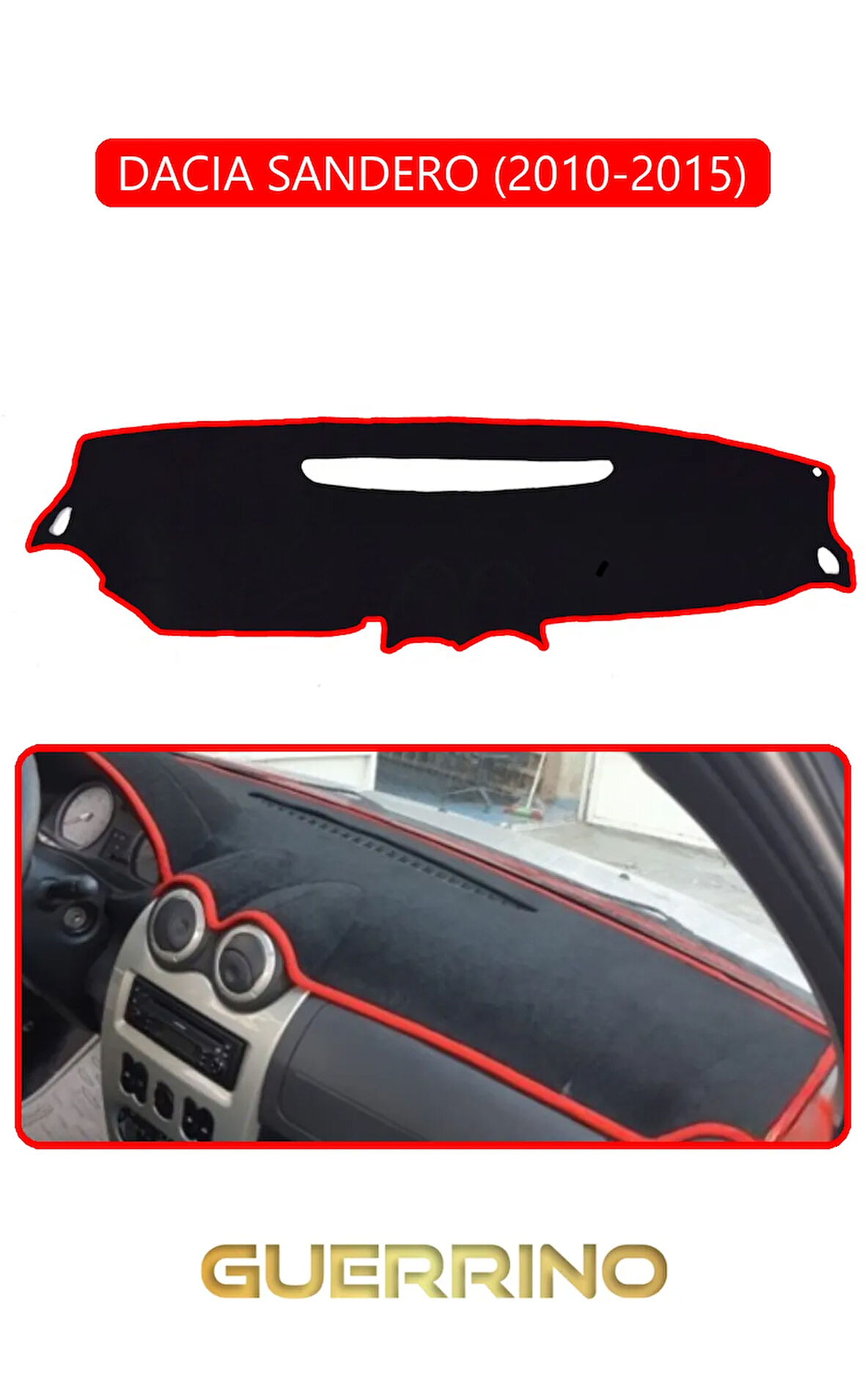 DACIA SANDERO 2010-2015TORPİDO KORUMA HALISI KIRMIZI KENAR