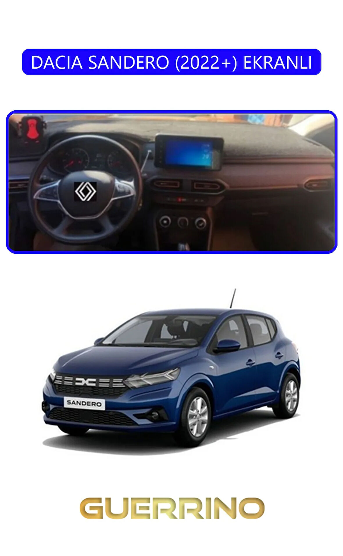 DACIA SANDERO 2022+ EKRANLITORPİDO KORUMA HALISI MAVİ KENAR