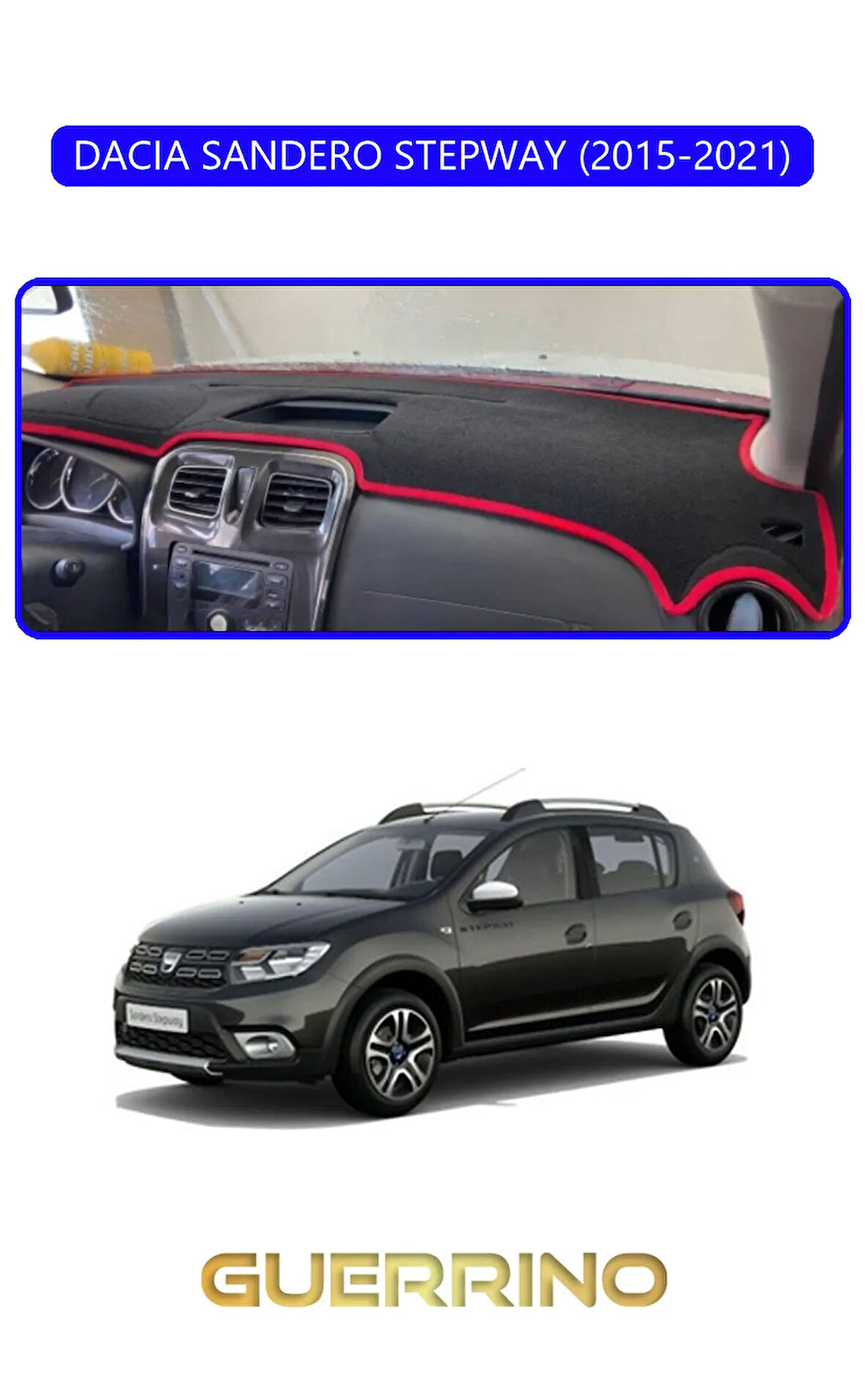 DACIA SANDERO STEPWAY 2015-2021TORPİDO KORUMA HALISI MAVİ KENAR