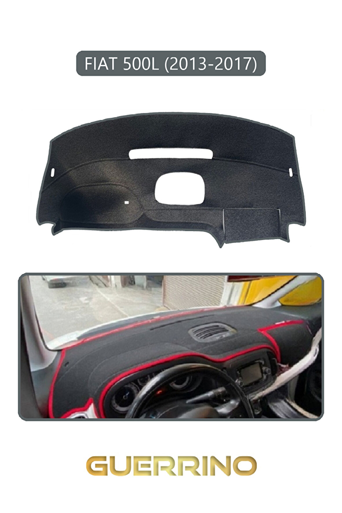 FIAT 500L 2013-2017 Modellerine UygunTORPİDO KORUMA HALISI GRİ KENAR