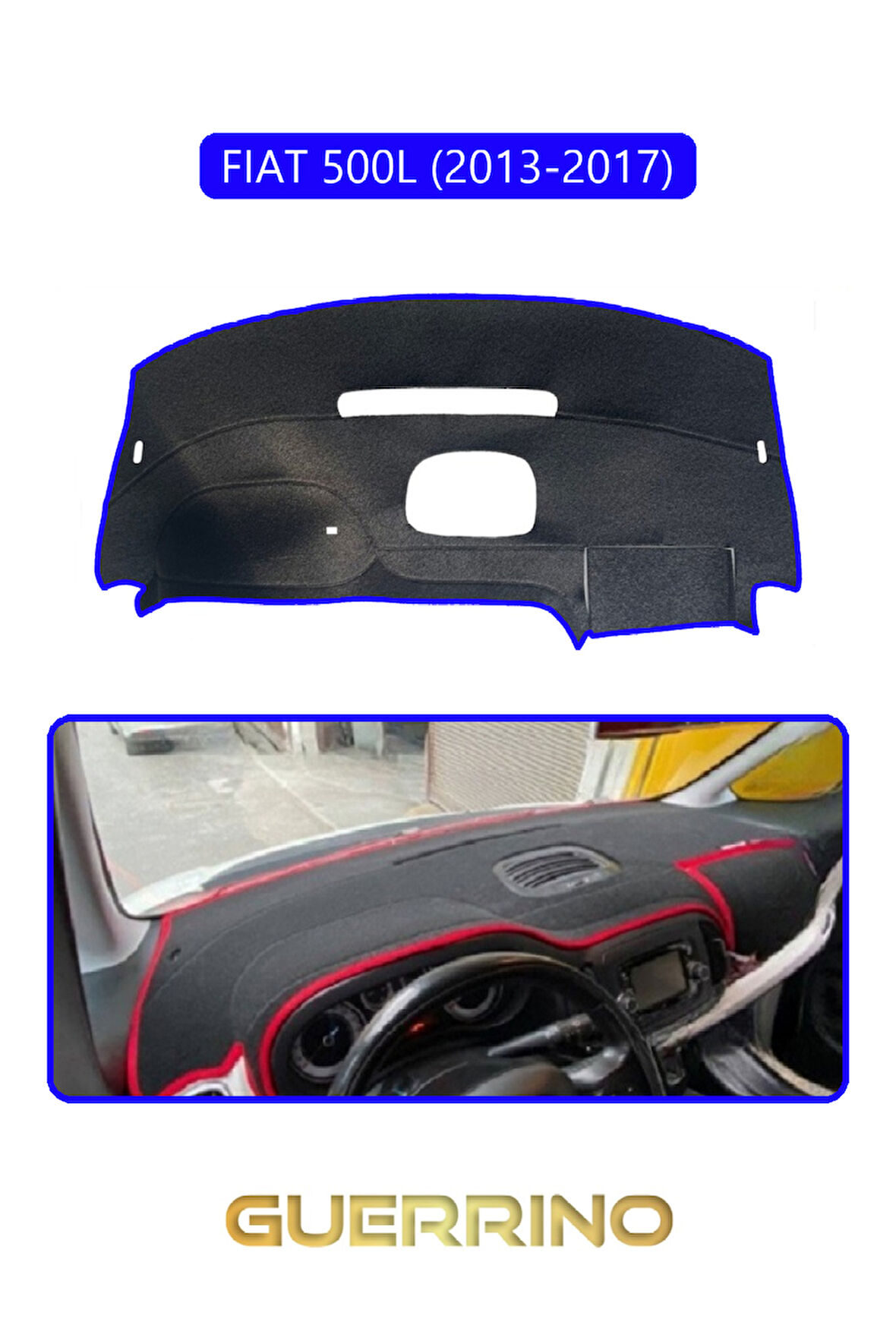 FIAT 500L 2013-2017 Modellerine UygunTORPİDO KORUMA HALISI MAVİ KENAR