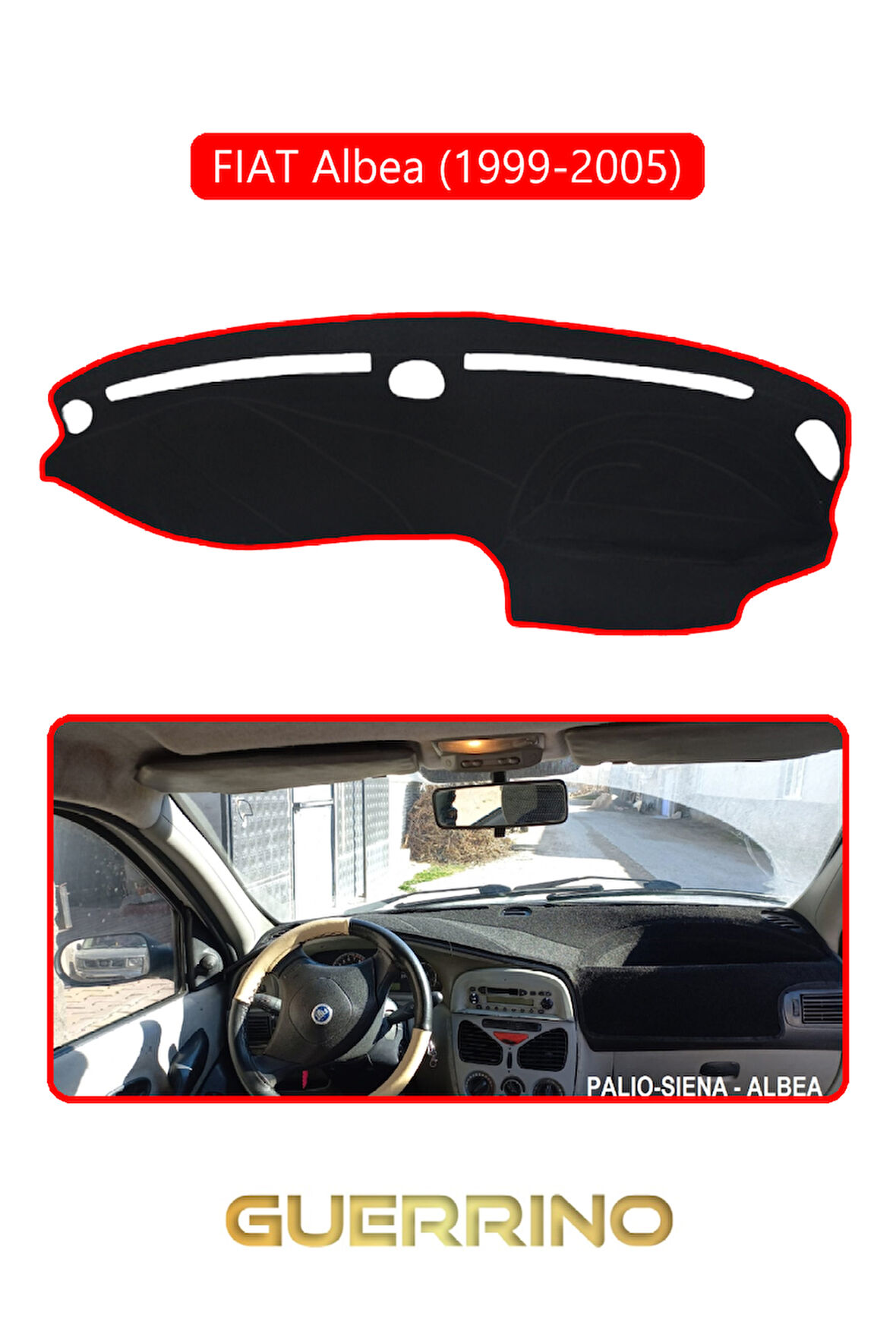 FIAT Albea 1999-2005 Modellerine Uygun eskiTORPİDO KORUMA HALISI KIRMIZI KENAR