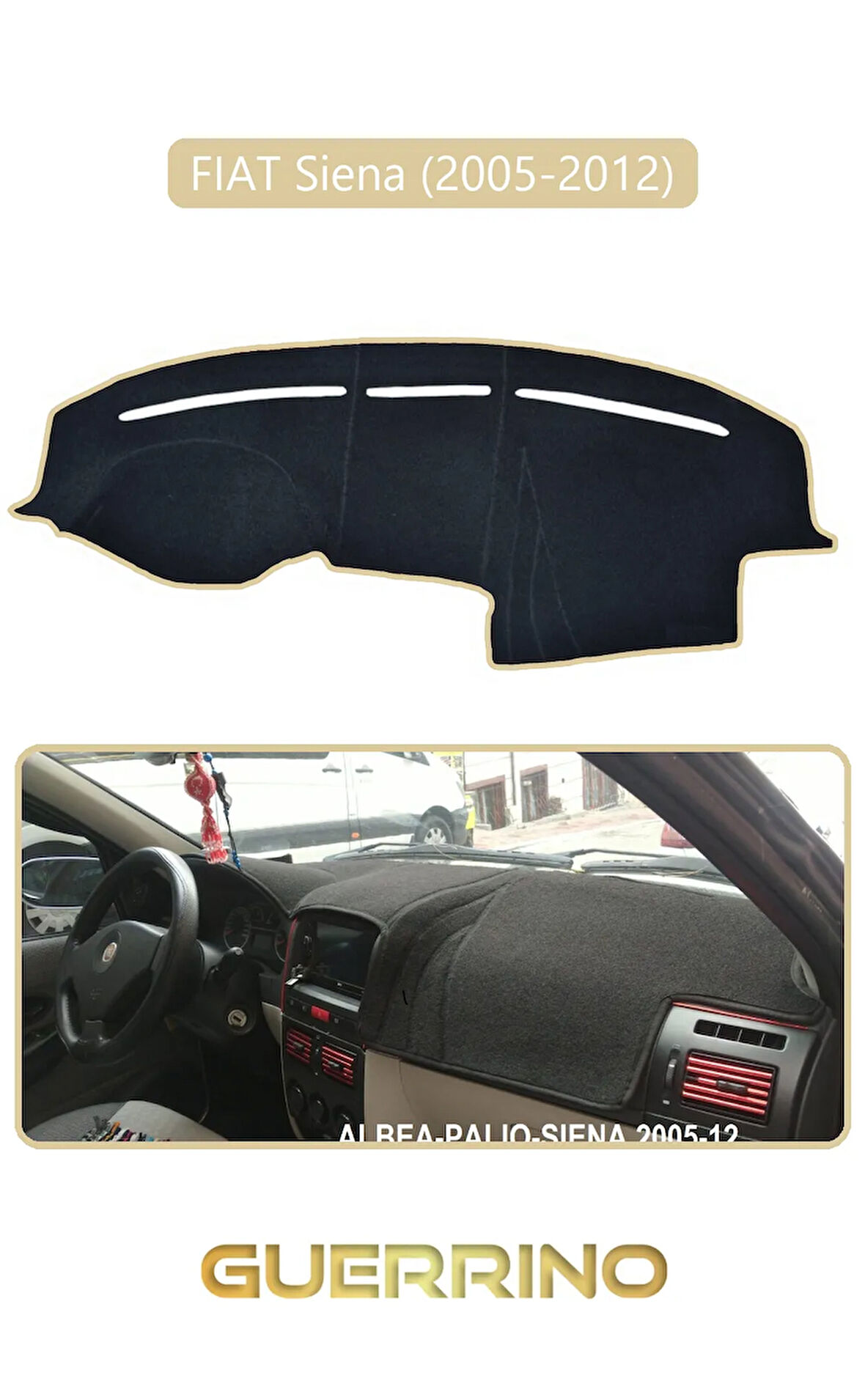 FIAT Siena 2005-2012 Modellerine UygunTORPİDO KORUMA HALISI BEJ KENAR