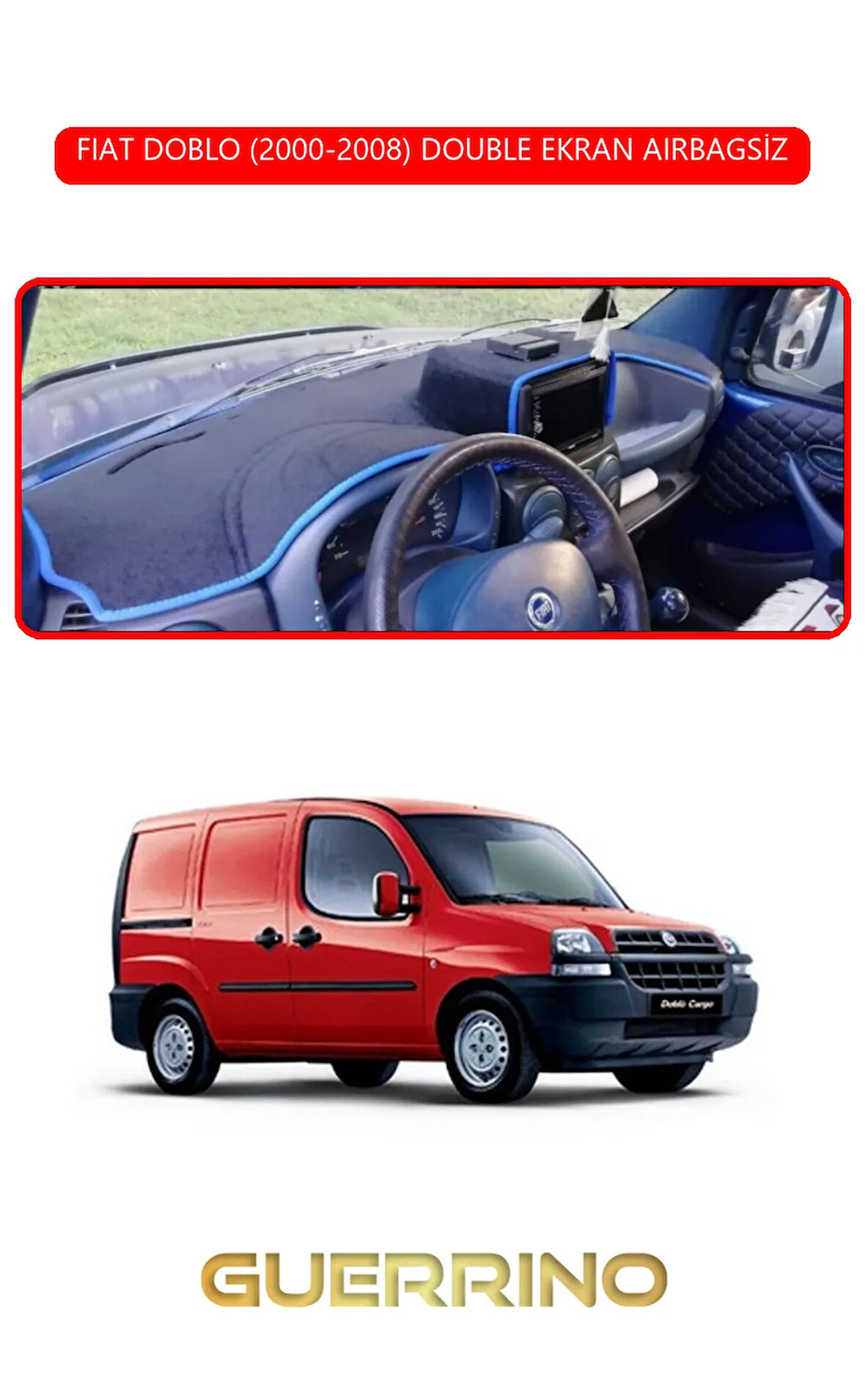 FIAT DOBLO 2000-2008 DOUBLE EKRANTORPİDO KORUMA HALISI KIRMIZI KENAR