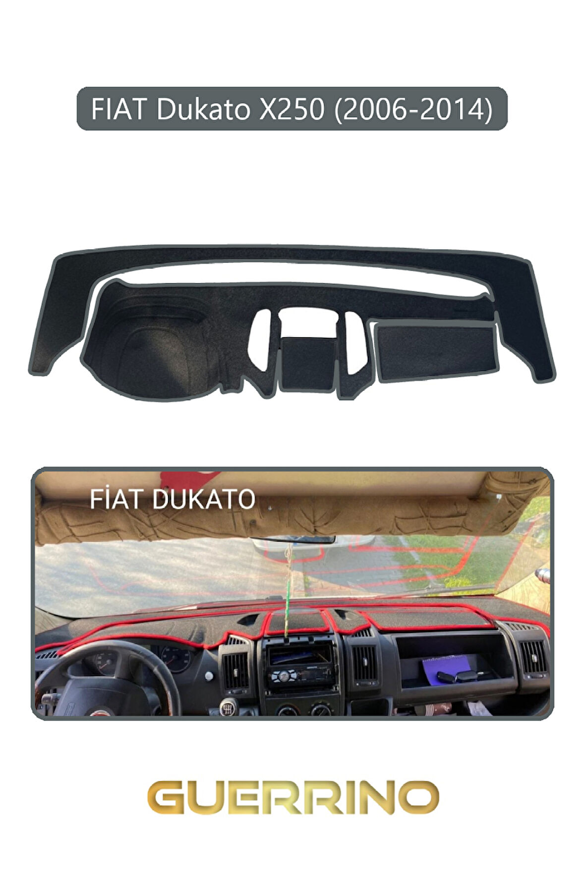 FIAT Dukato X250 2006-2014 Modellerine UygunTORPİDO KORUMA HALISI GRİ KENAR