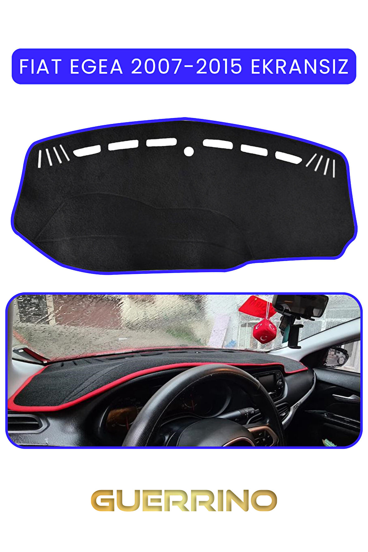 FIAT Egea 2007-2021 Modellerine Uygun EKRANSIZ TORPİDO KORUMA HALISI MAVİ KENAR