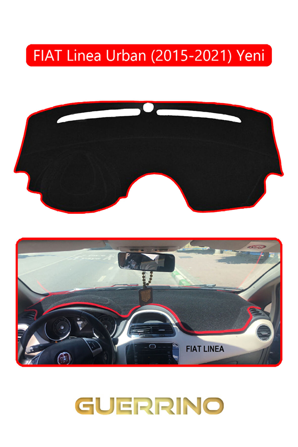 FIAT Linea Urban 2015-2021 Modellerine Uygun  yeniTORPİDO KORUMA HALISI KIRMIZI KENAR