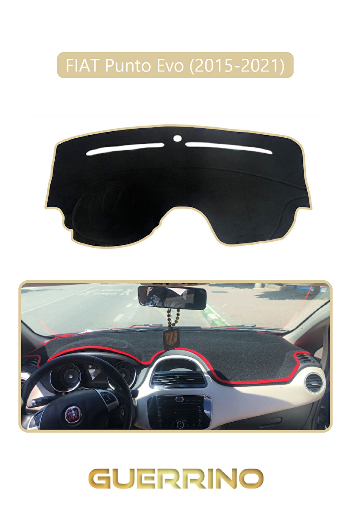 FIAT Punto Evo 2015-2021 Modellerine UygunTORPİDO KORUMA HALISI BEJ KENAR