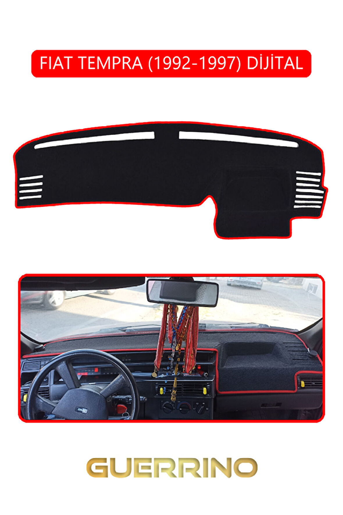 FIAT TEMPRA 1992-1997 Modellerine Uygun DijitalTORPİDO KORUMA HALISI KIRMIZI KENAR