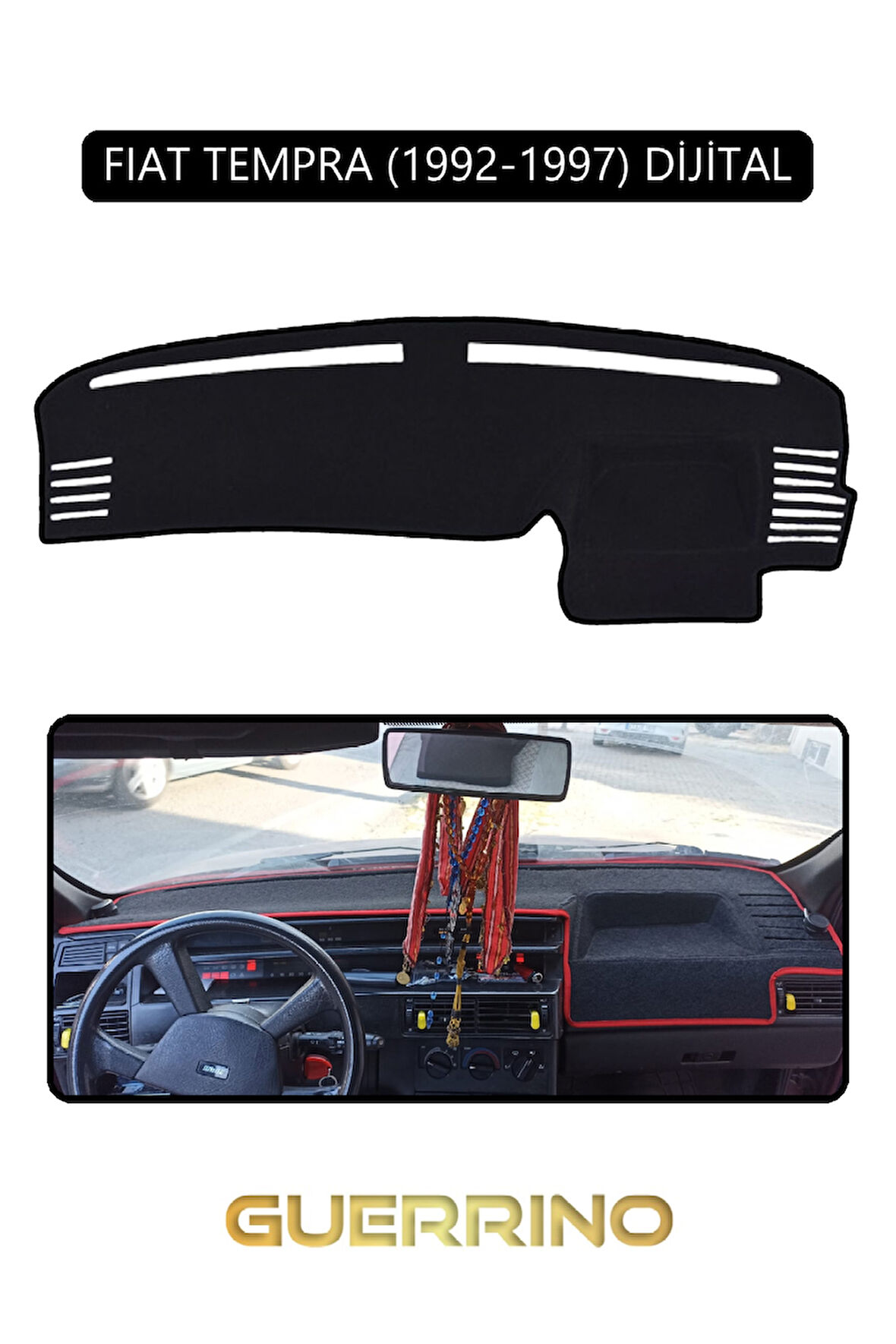 FIAT TEMPRA 1992-1997 Modellerine Uygun DijitalTORPİDO KORUMA HALISI SİYAH KENAR