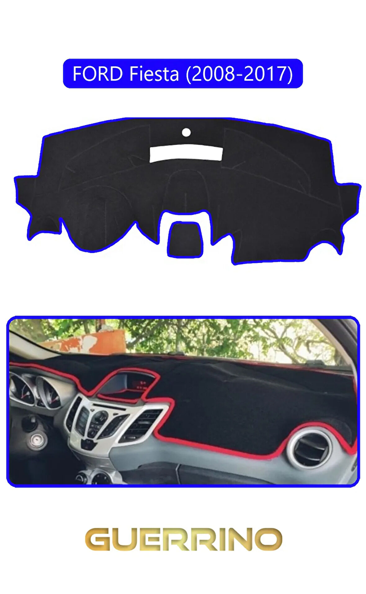 FORD Fiesta (2008-2017)TORPİDO KORUMA HALISI MAVİ KENAR