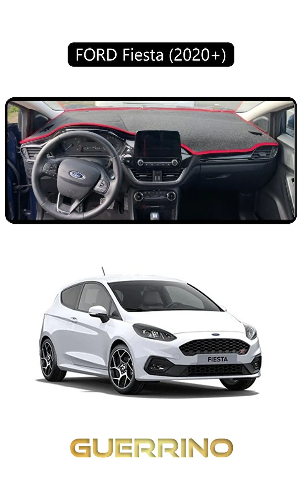 FORD Fiesta (2020+)TORPİDO KORUMA HALISI SİYAH KENAR