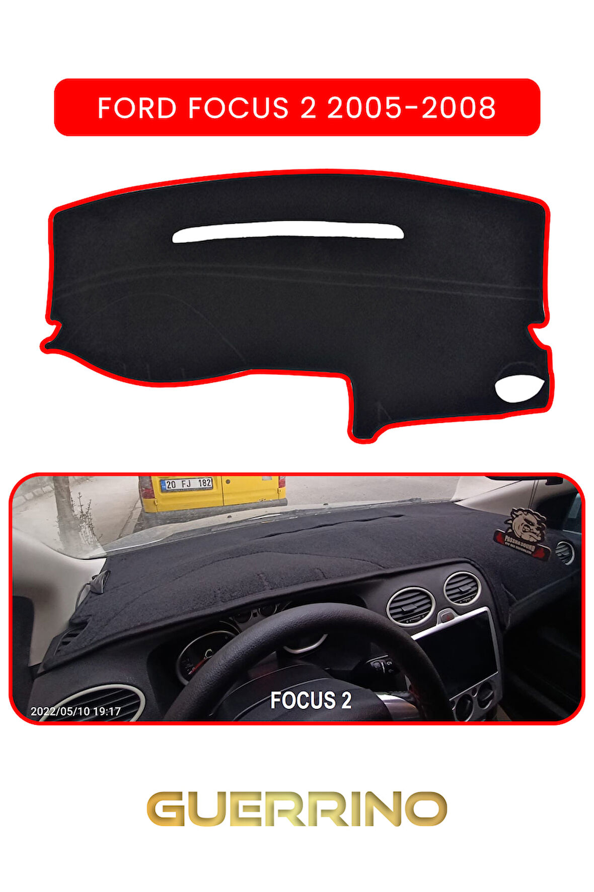 FORD Focus 2 (2005-2008)TORPİDO KORUMA HALISI KIRMIZI KENAR