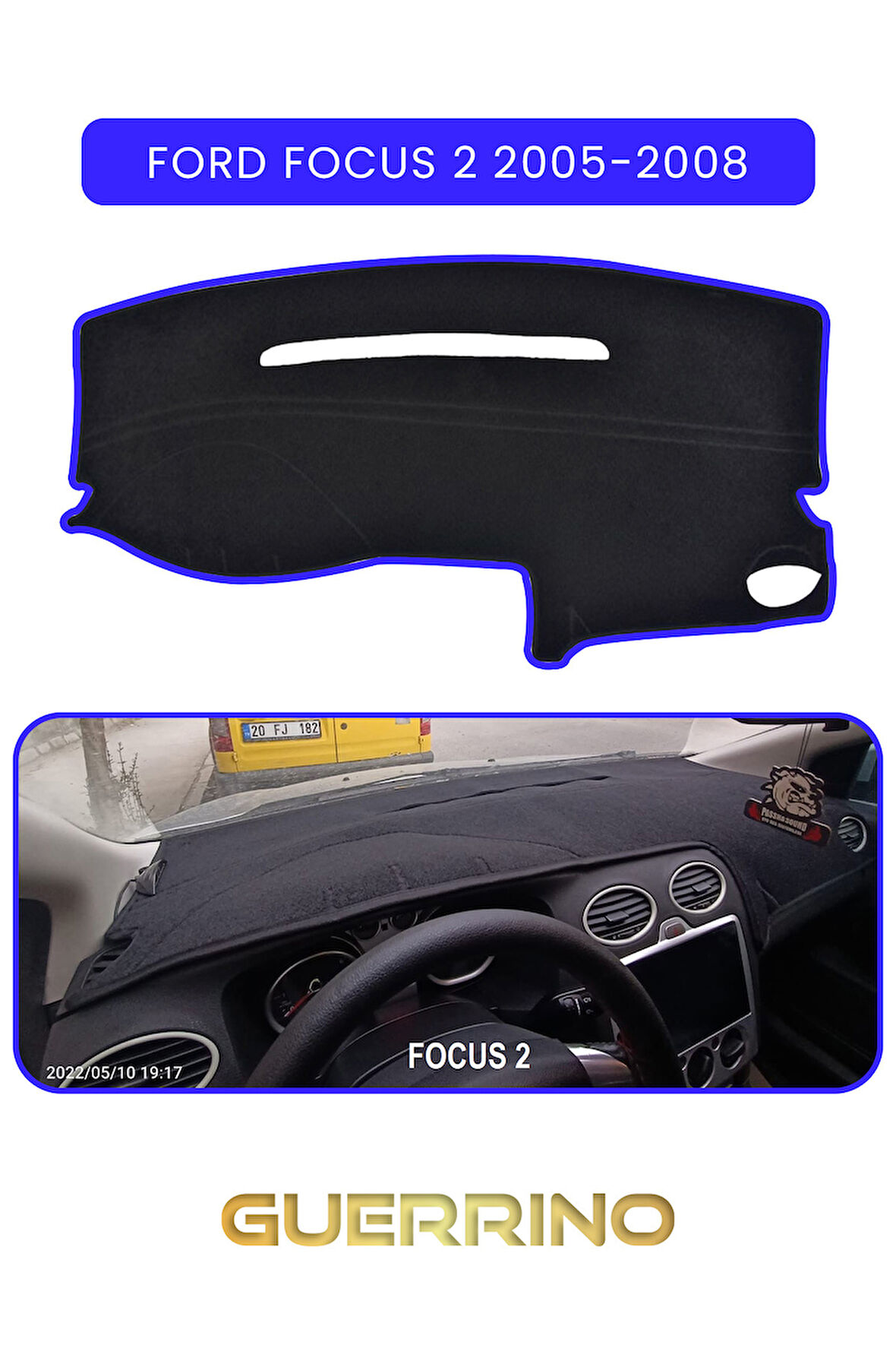 FORD Focus 2 (2005-2008)TORPİDO KORUMA HALISI MAVİ KENAR