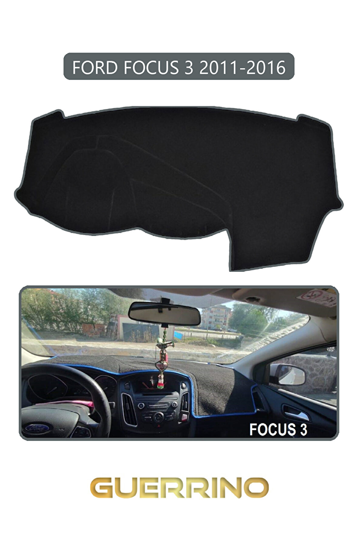 FORD Focus 3 (2011-2016)TORPİDO KORUMA HALISI GRİ KENAR