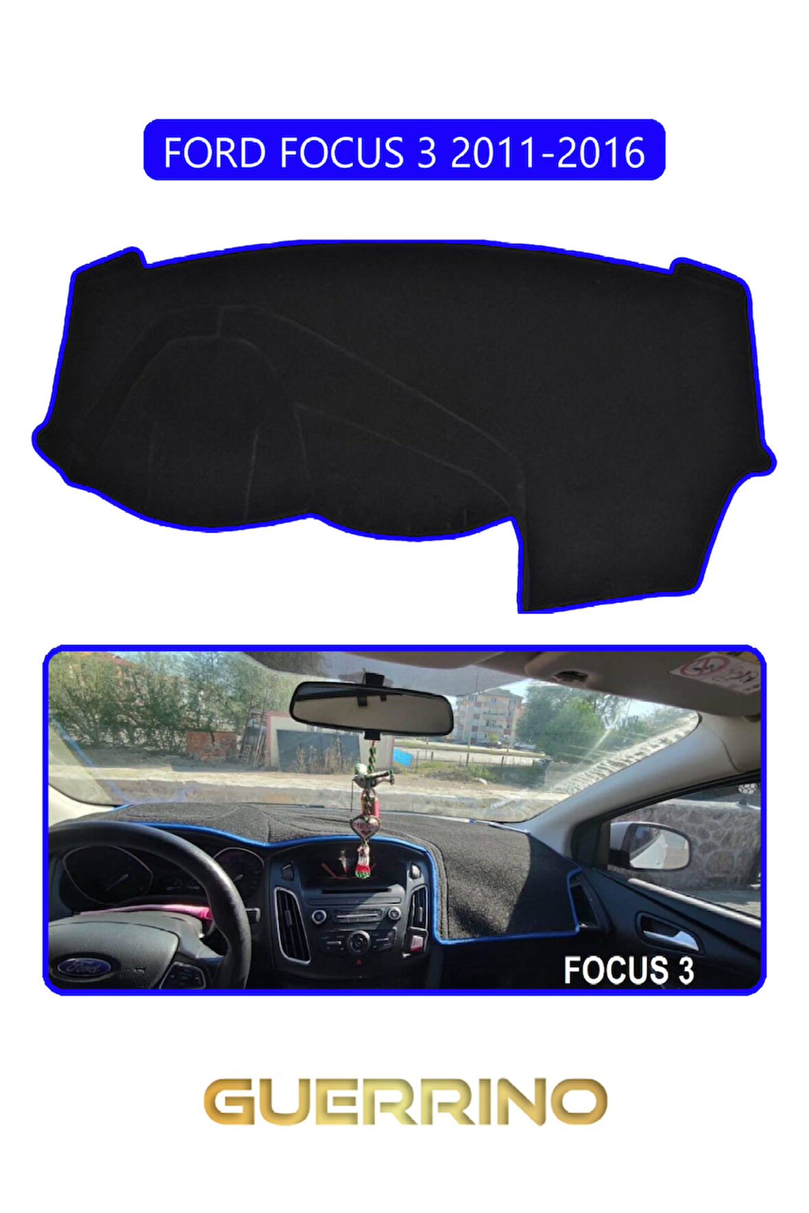 FORD Focus 3 (2011-2016)TORPİDO KORUMA HALISI MAVİ KENAR