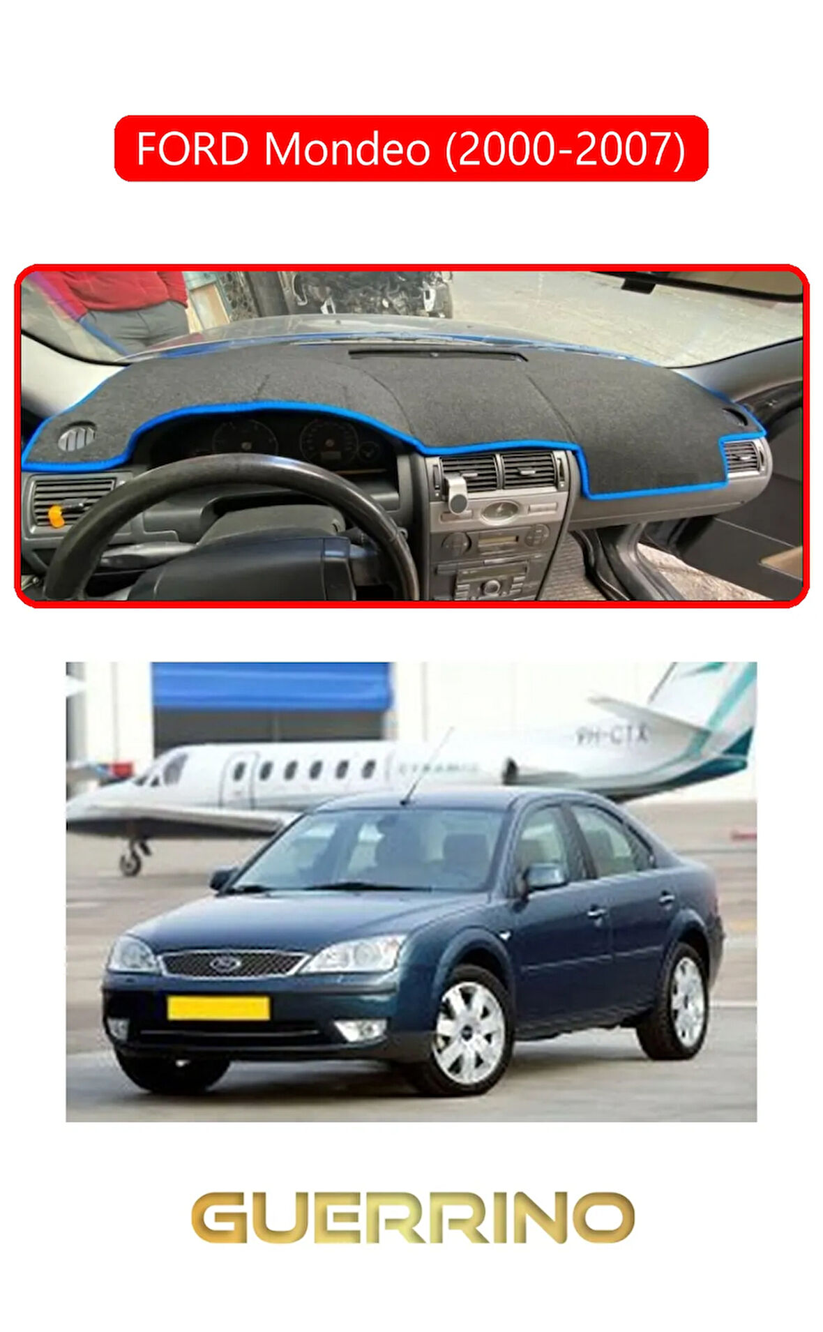 FORD Mondeo (2000-2007)TORPİDO KORUMA HALISI KIRMIZI KENAR