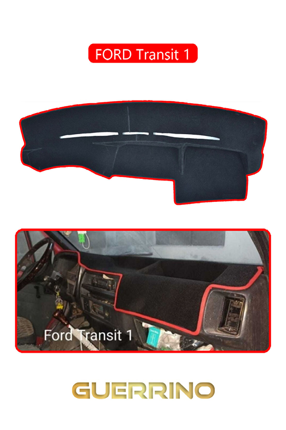 FORD Transit 1TORPİDO KORUMA HALISI KIRMIZI KENAR