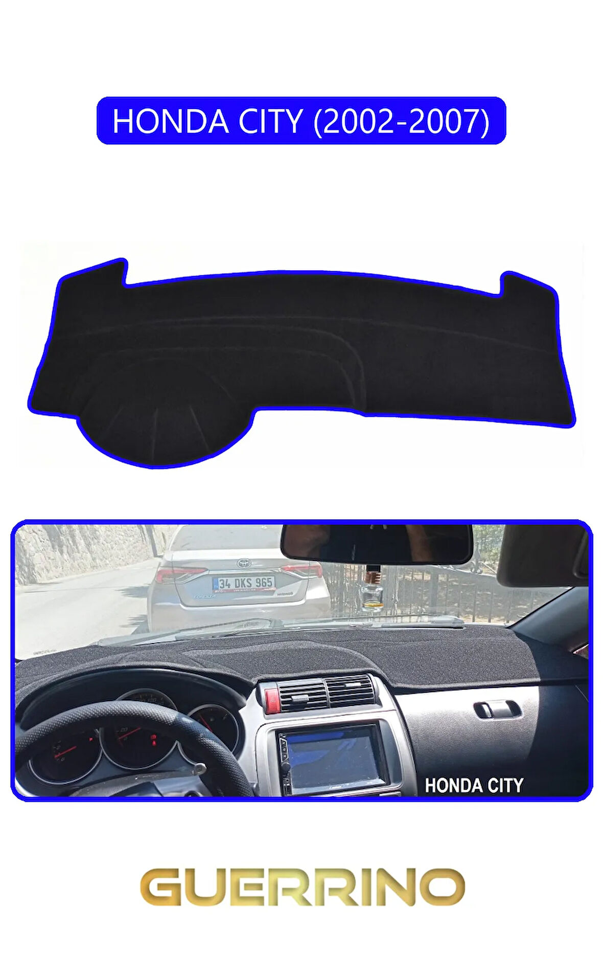 HONDA CITY 2002-2007TORPİDO KORUMA HALISI MAVİ KENAR