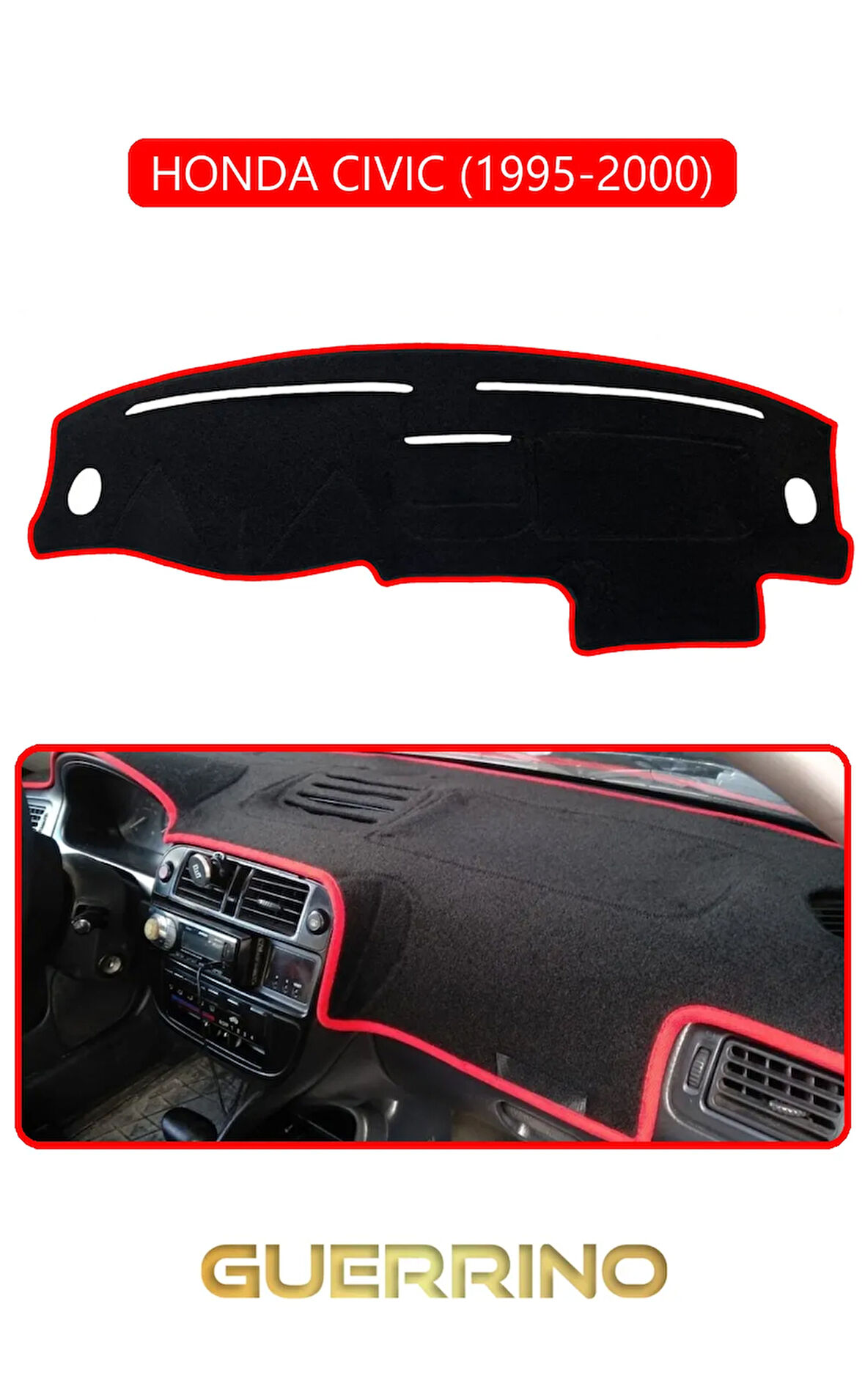HONDA CIVIC 1995-2000TORPİDO KORUMA HALISI KIRMIZI KENAR