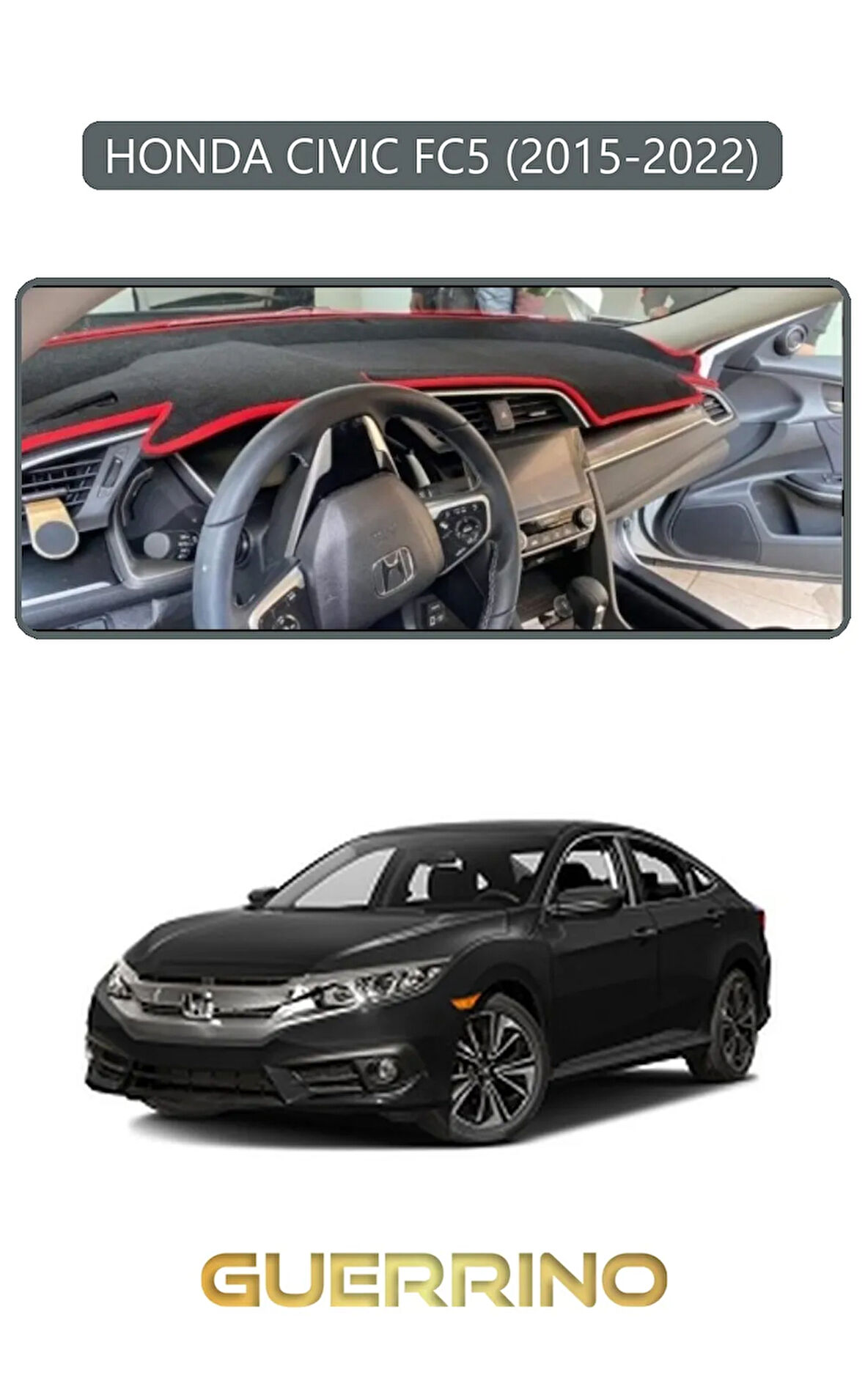 HONDA CIVIC FC5 2015-2022TORPİDO KORUMA HALISI GRİ KENAR