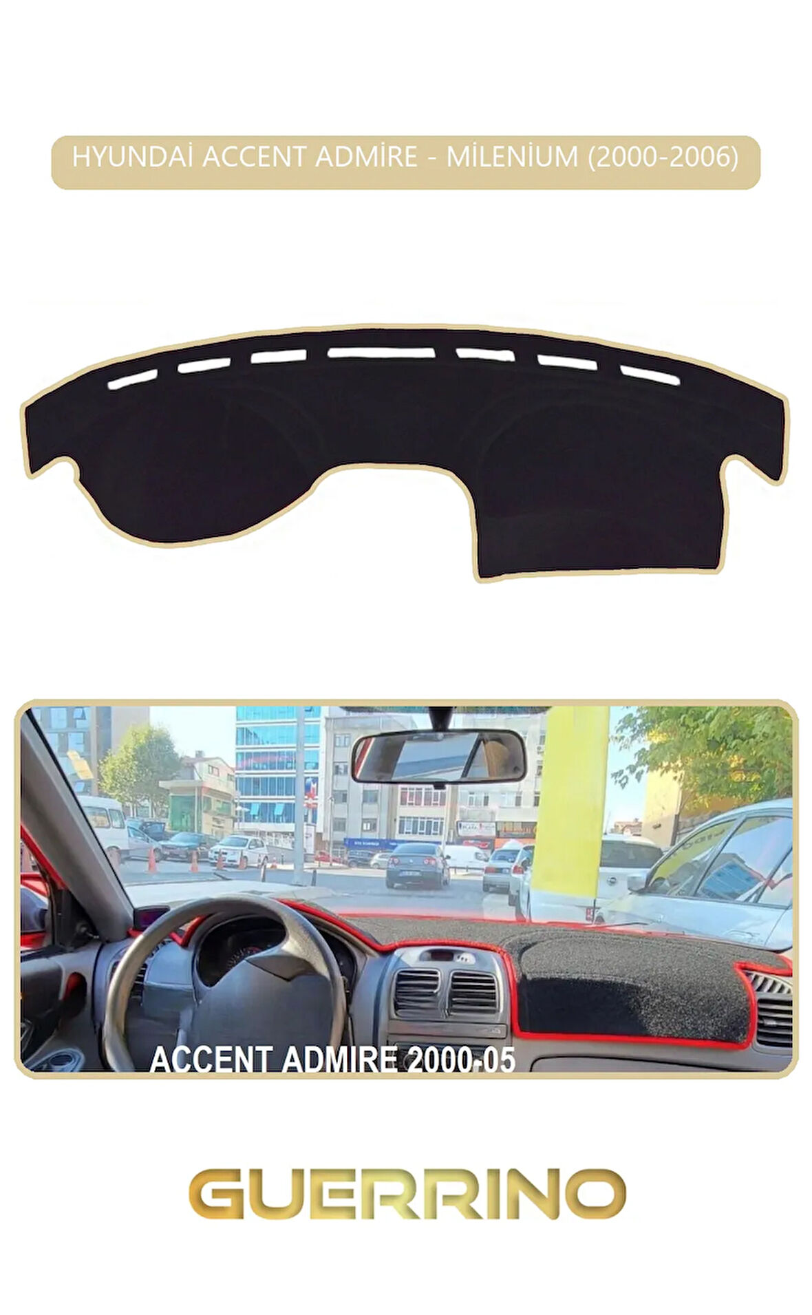 HYUNDAİ ACCENT ADMİRE/MİLENİUM 2000-2006TORPİDO KORUMA HALISI BEJ KENAR